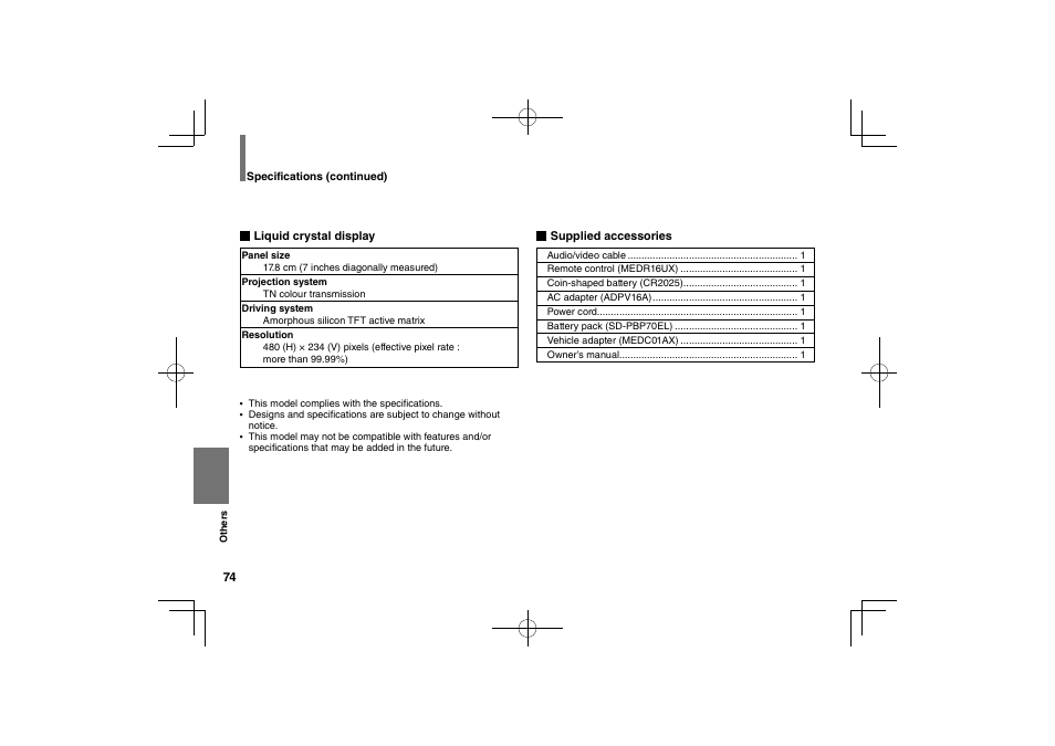 Toshiba SDP63SWE User Manual | Page 74 / 76