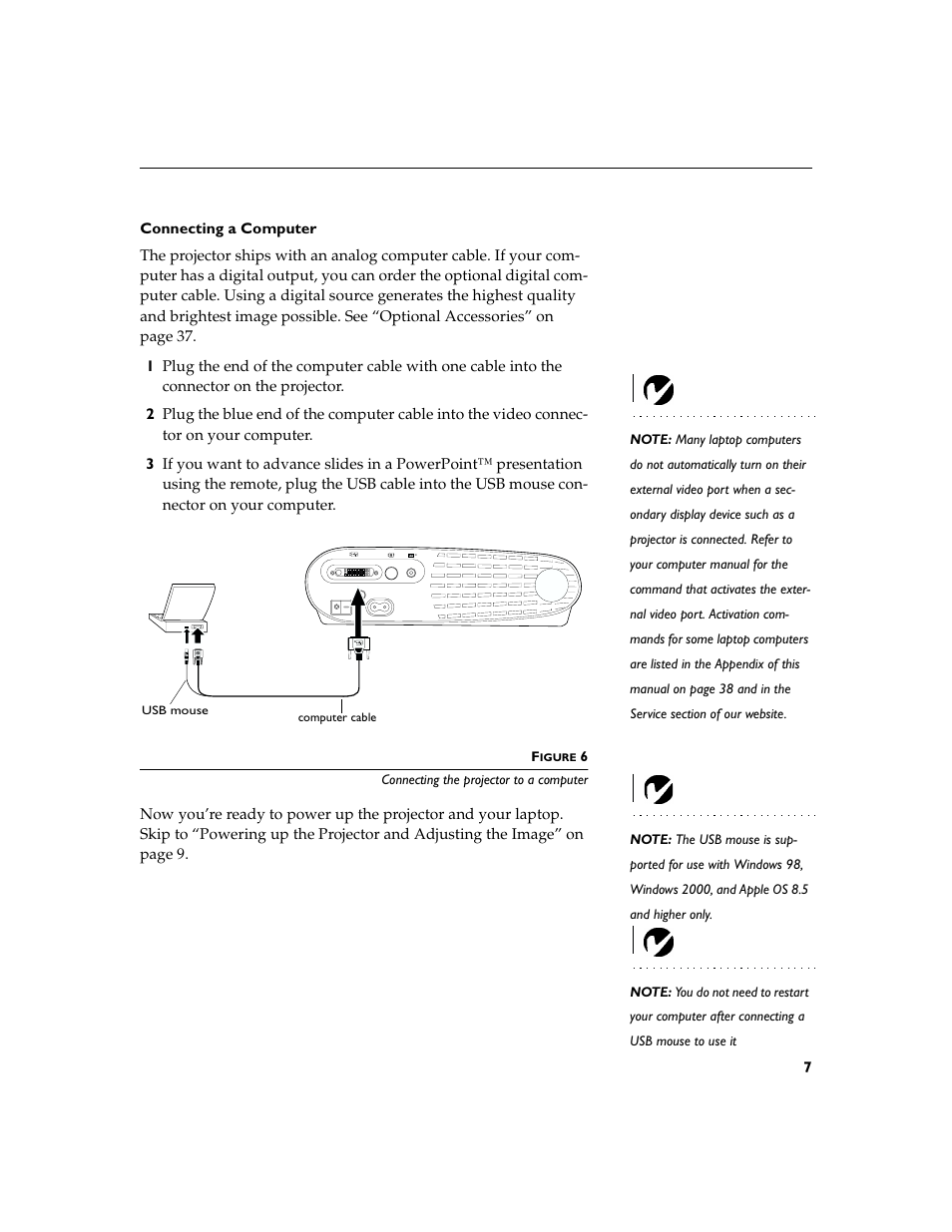 Heading2 - connecting a computer, Connecting a computer | Toshiba TDP-P4 User Manual | Page 11 / 51