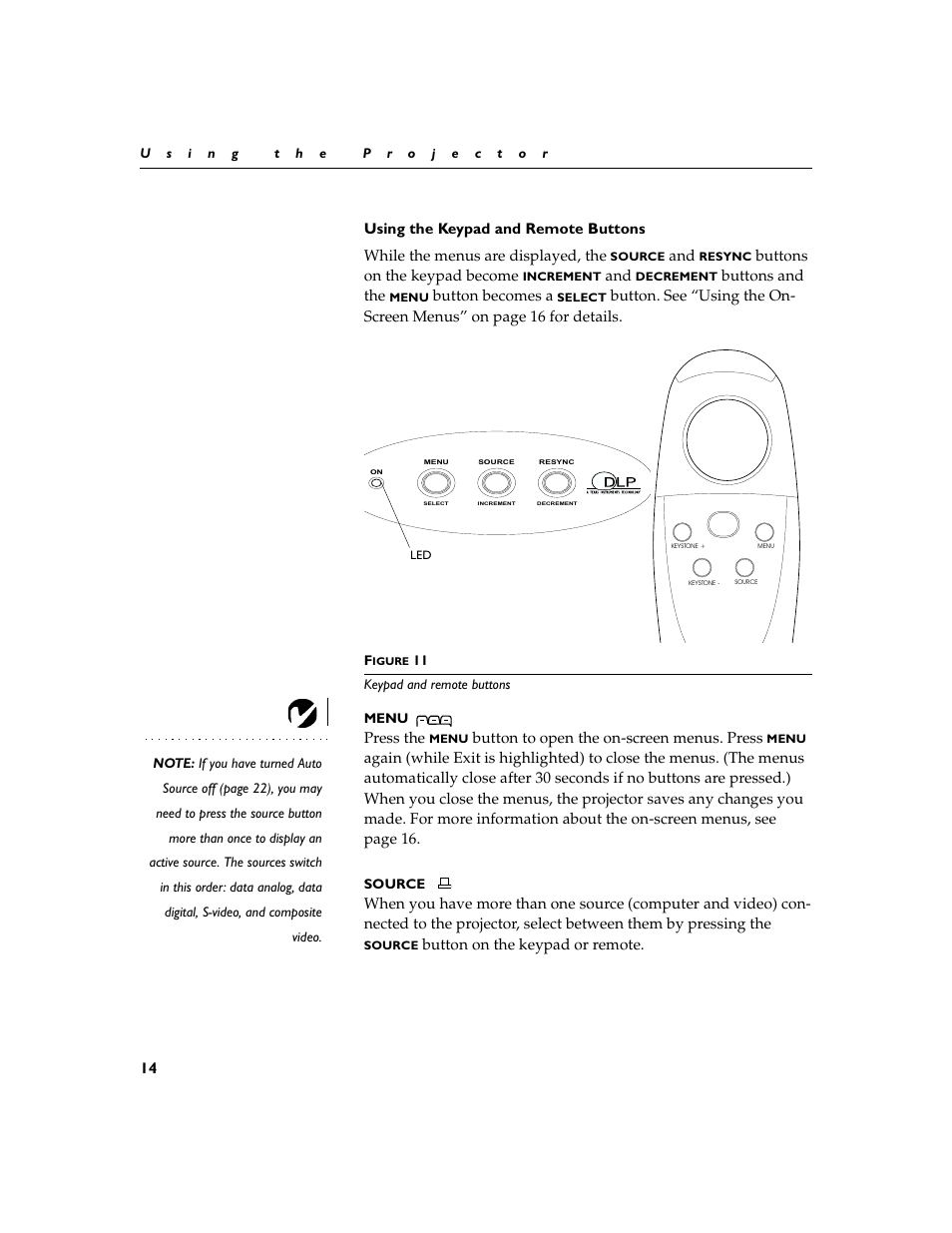 Heading2 - using the keypad and remote buttons, Using the keypad and remote buttons | Toshiba TDP-P4 User Manual | Page 17 / 51
