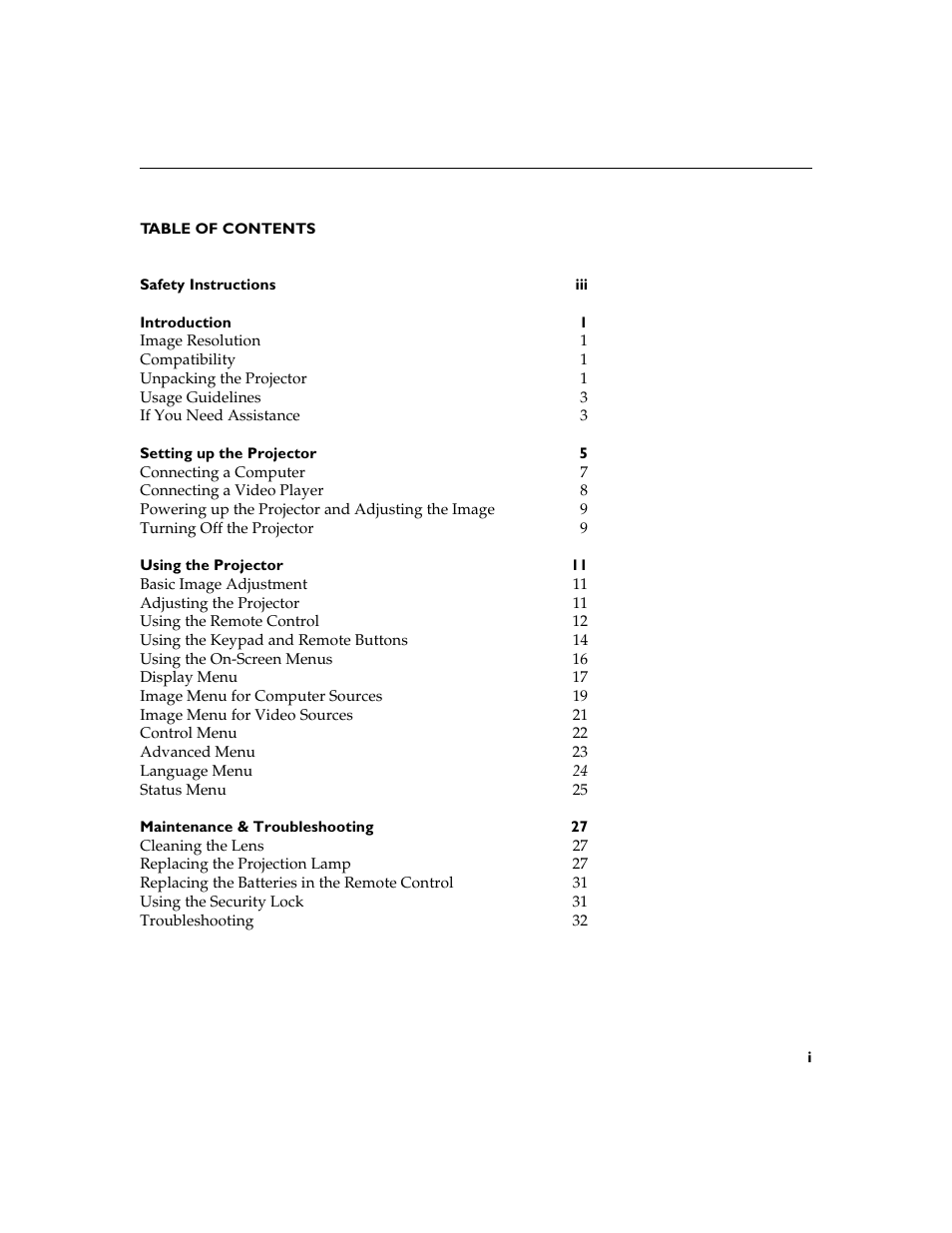 Heading1 - table of contents | Toshiba TDP-P4 User Manual | Page 2 / 51