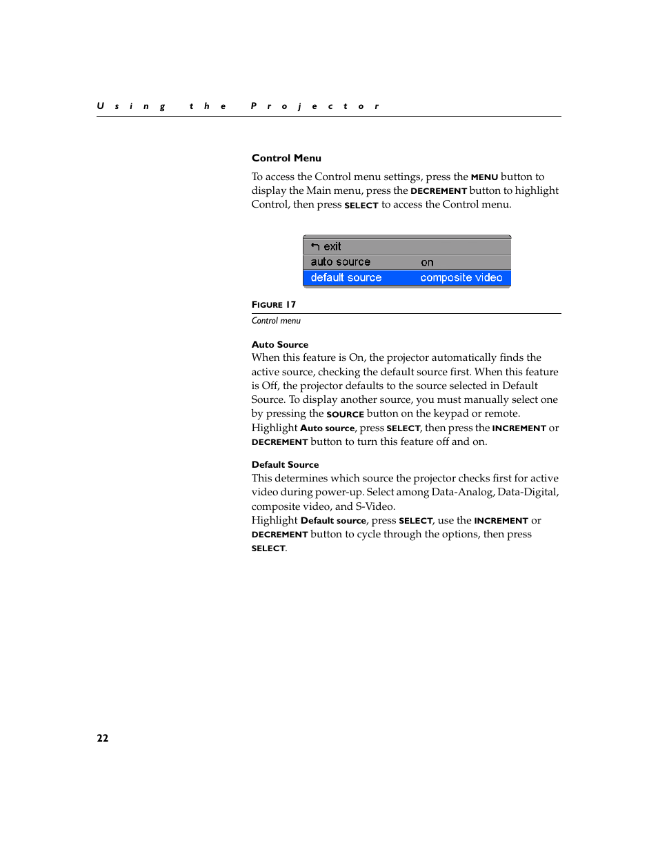 Heading2 - control menu, Control menu | Toshiba TDP-P4 User Manual | Page 25 / 51