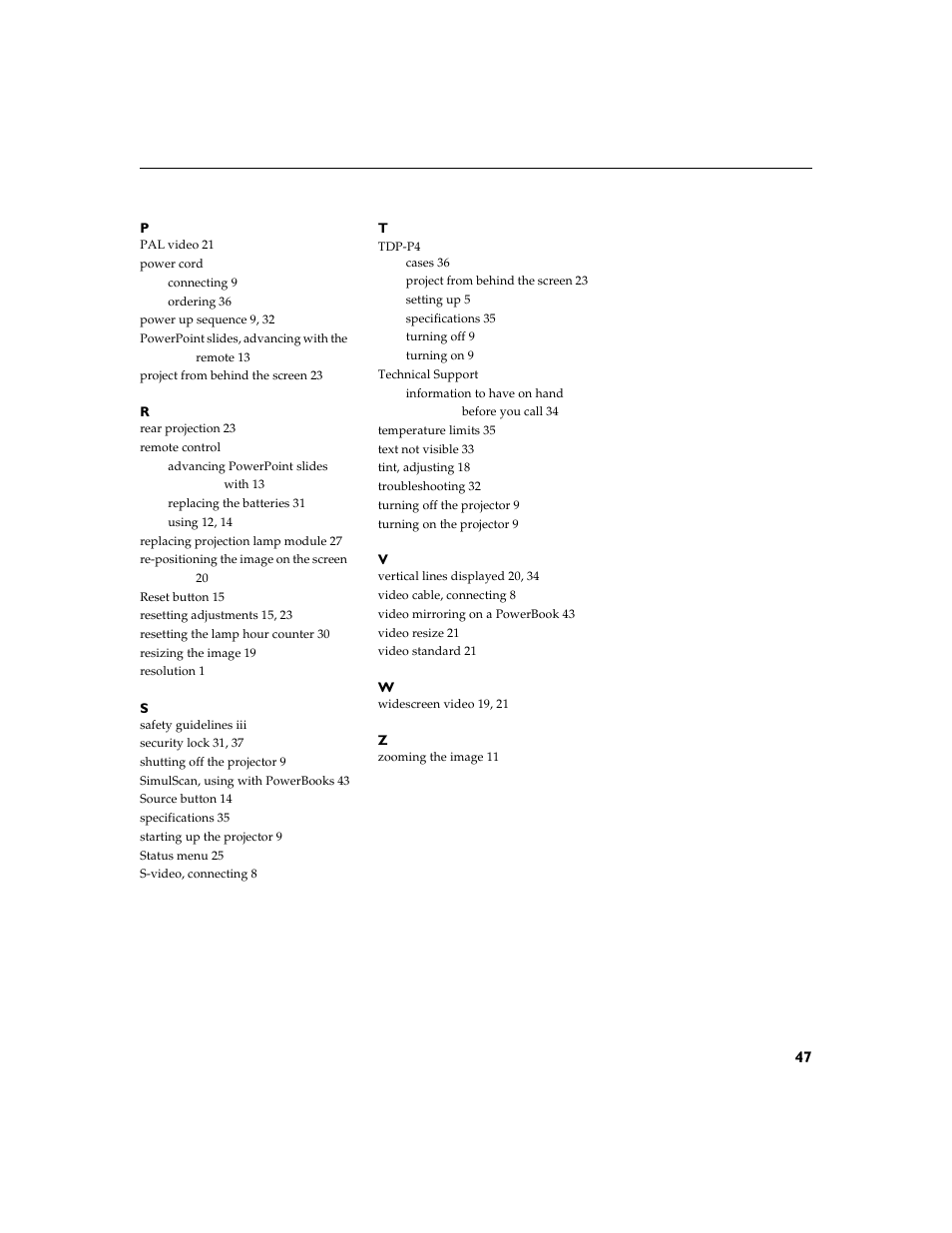 Toshiba TDP-P4 User Manual | Page 49 / 51