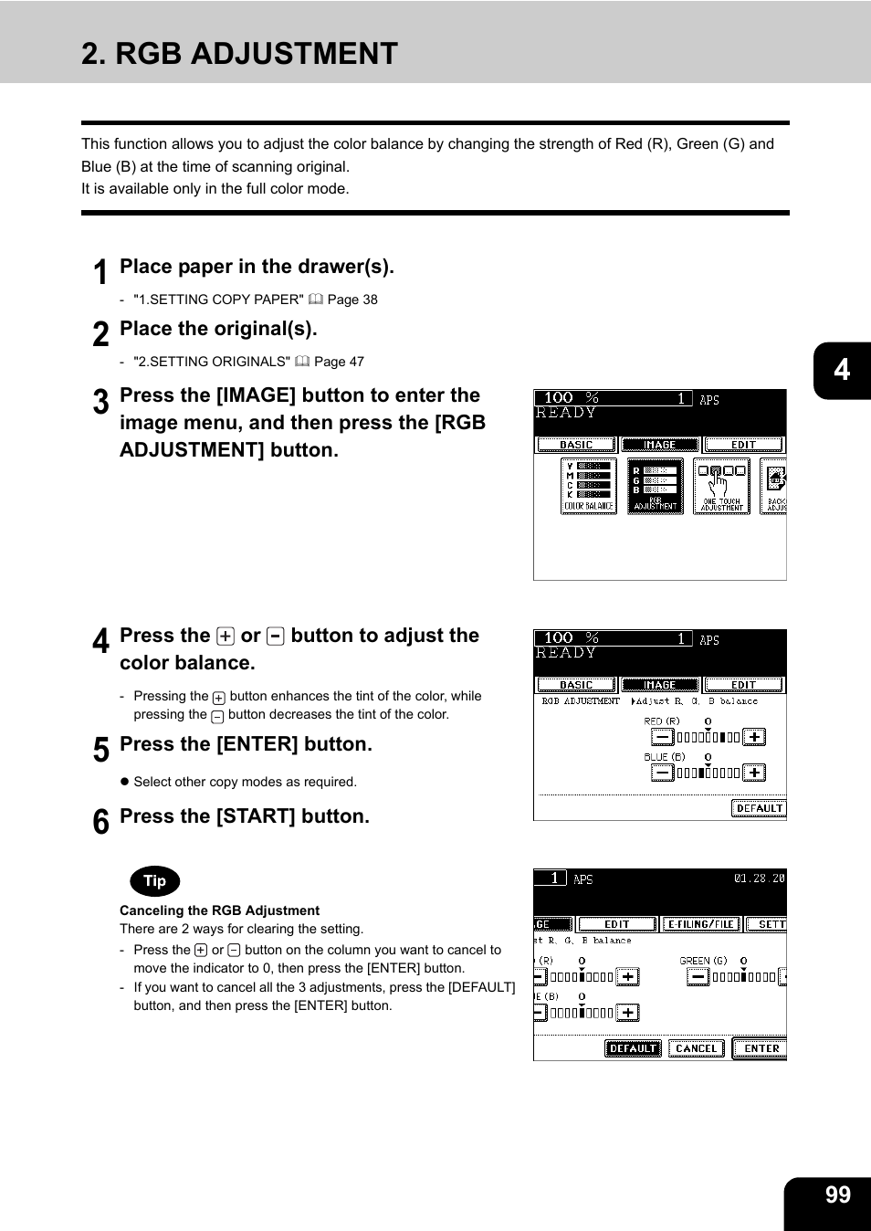 Rgb adjustment | Toshiba E-STUDIO 3511 User Manual | Page 101 / 318