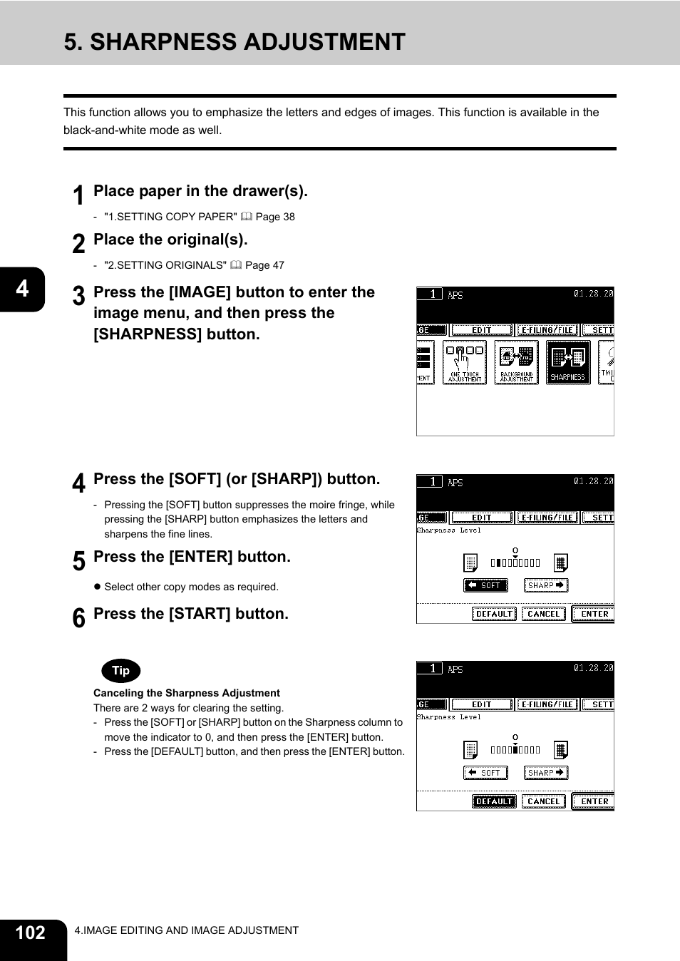 Sharpness adjustment | Toshiba E-STUDIO 3511 User Manual | Page 104 / 318