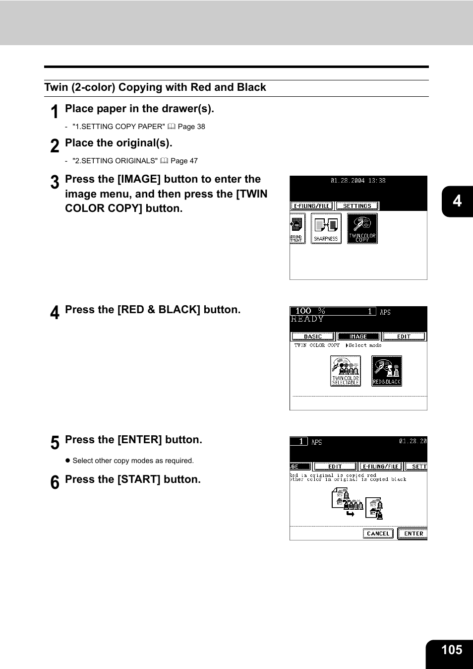 Twin (2-color) copying with red and black | Toshiba E-STUDIO 3511 User Manual | Page 107 / 318