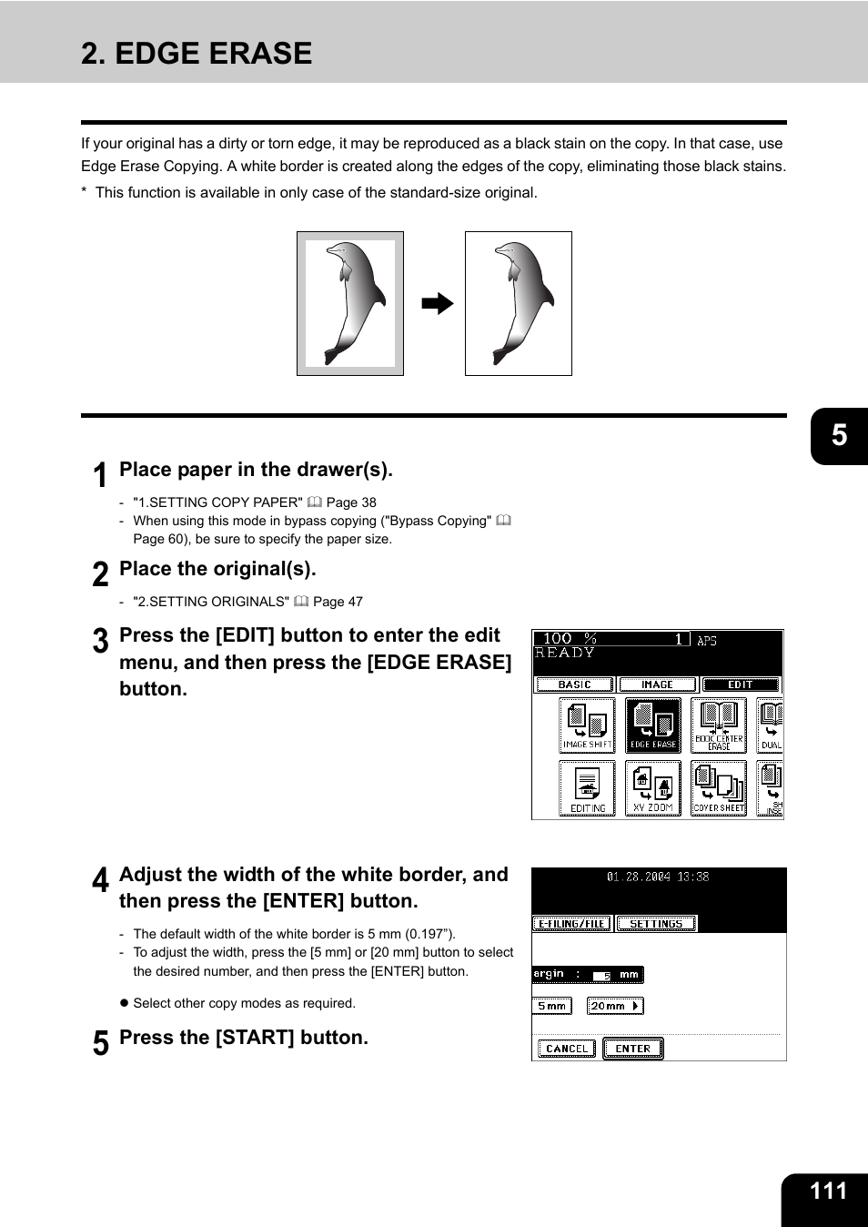 Edge erase | Toshiba E-STUDIO 3511 User Manual | Page 113 / 318