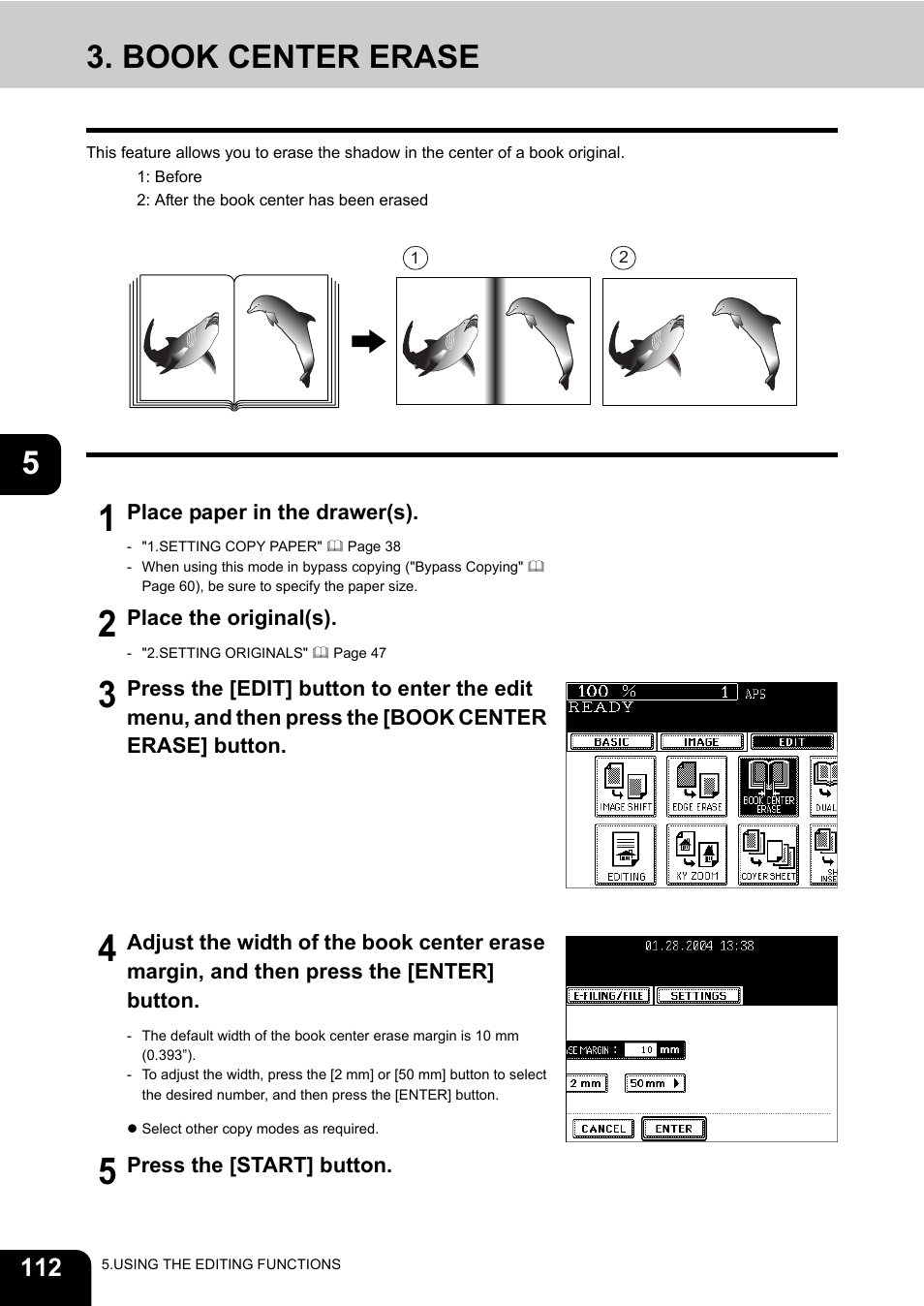 Book center erase | Toshiba E-STUDIO 3511 User Manual | Page 114 / 318