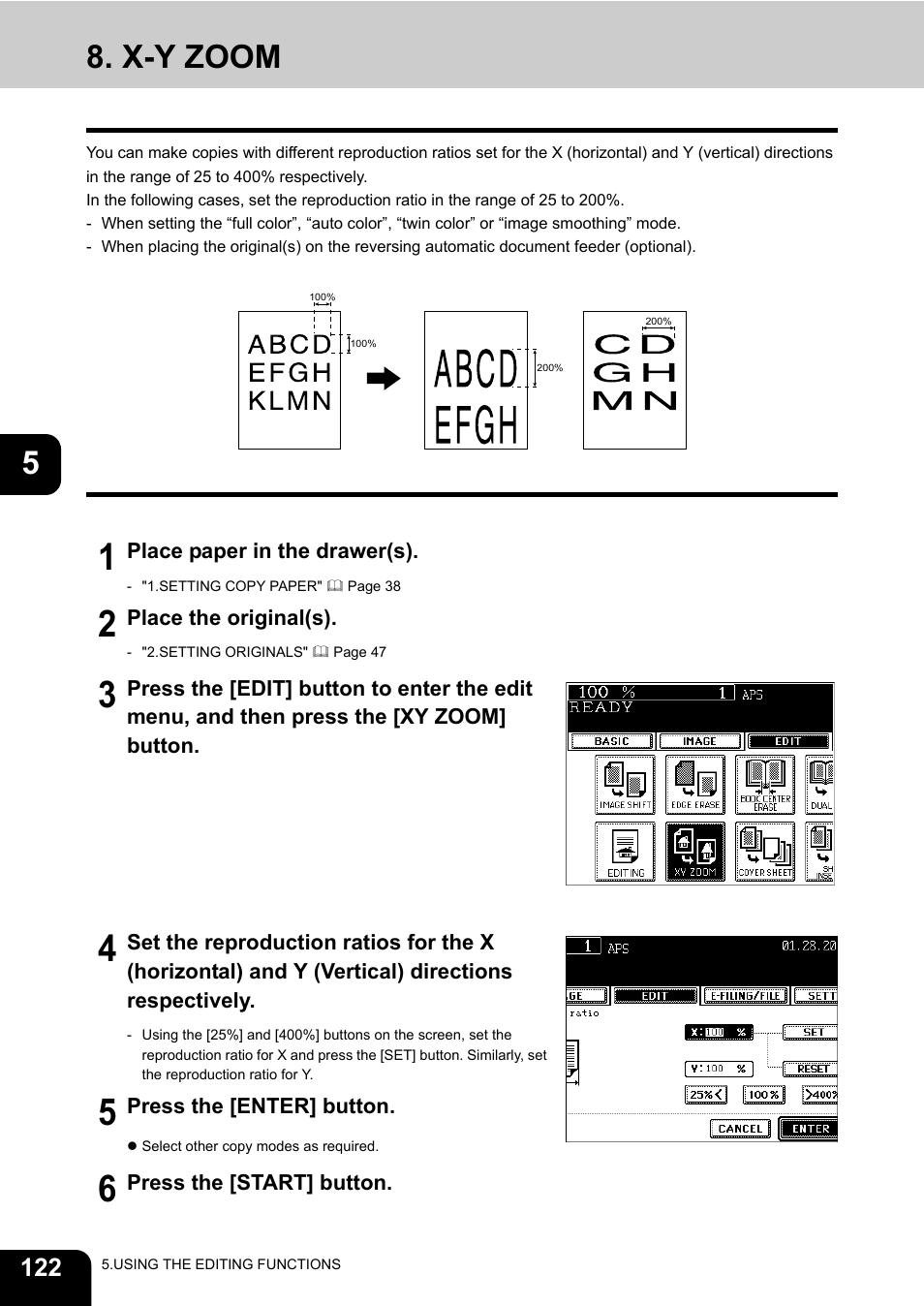 X-y zoom | Toshiba E-STUDIO 3511 User Manual | Page 124 / 318