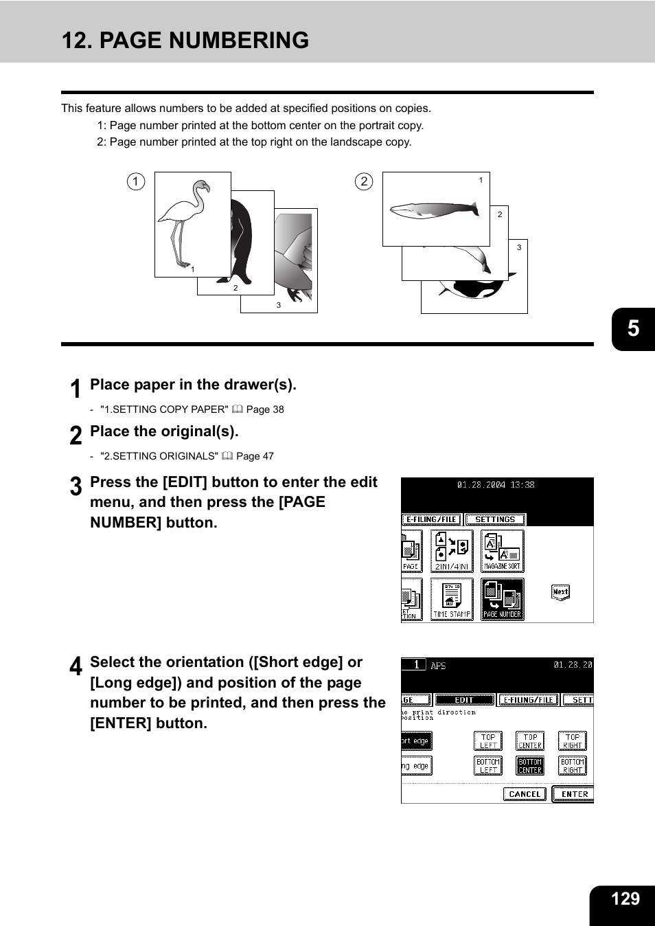 Page numbering | Toshiba E-STUDIO 3511 User Manual | Page 131 / 318