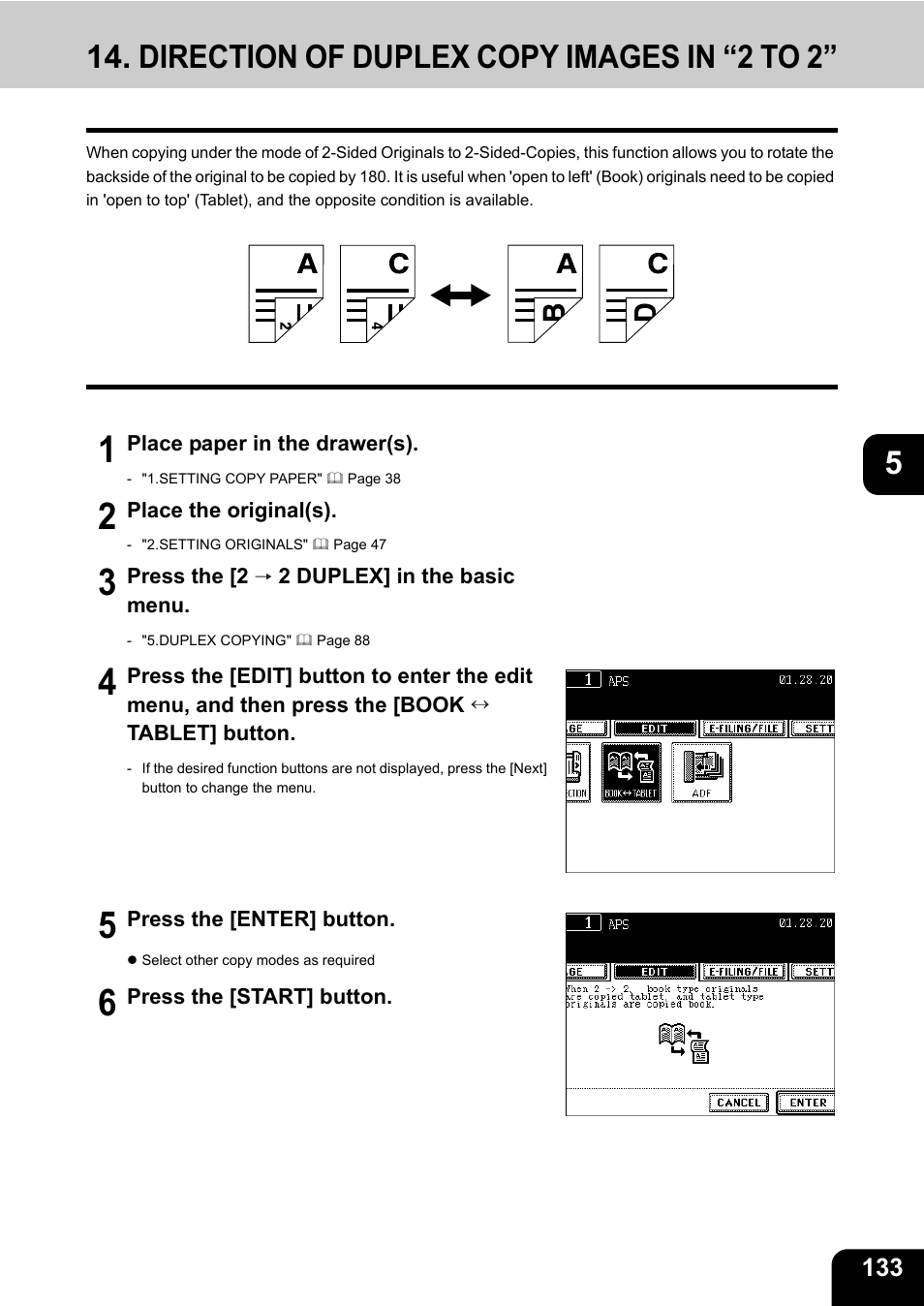 Direction of duplex copy images in “2 to 2 | Toshiba E-STUDIO 3511 User Manual | Page 135 / 318