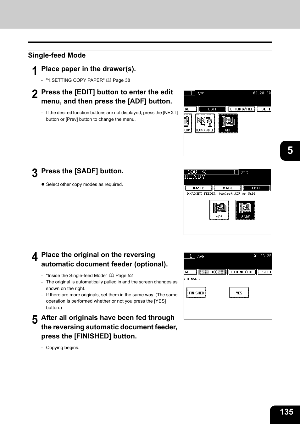 Single-feed mode | Toshiba E-STUDIO 3511 User Manual | Page 137 / 318