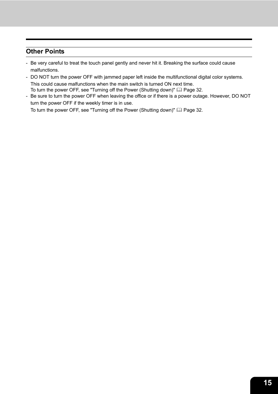 Other points | Toshiba E-STUDIO 3511 User Manual | Page 17 / 318