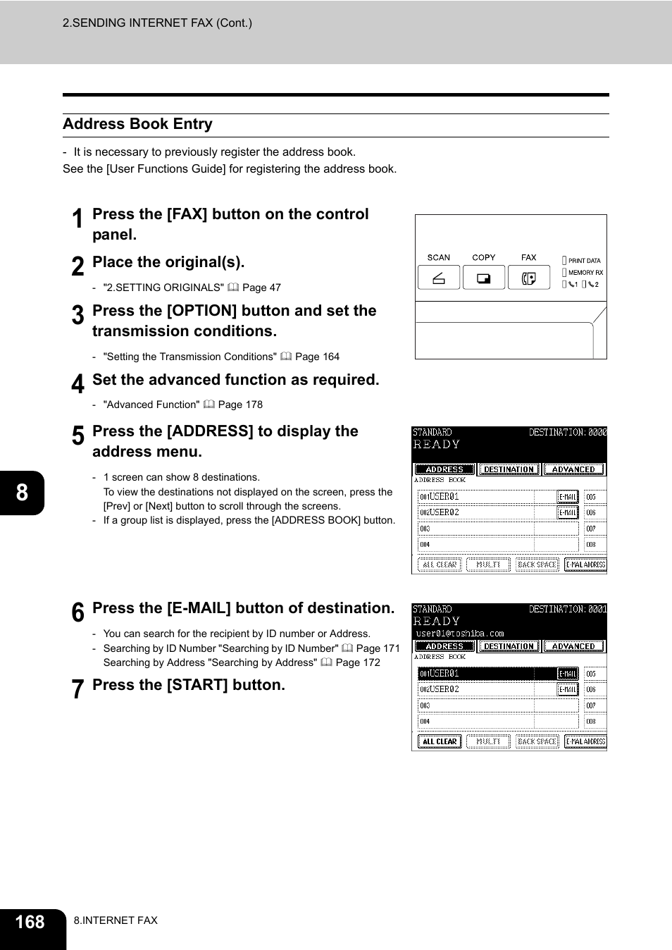 Address book entry | Toshiba E-STUDIO 3511 User Manual | Page 170 / 318