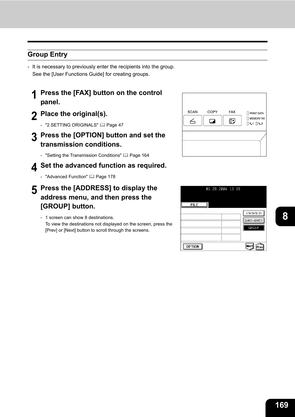 Group entry | Toshiba E-STUDIO 3511 User Manual | Page 171 / 318