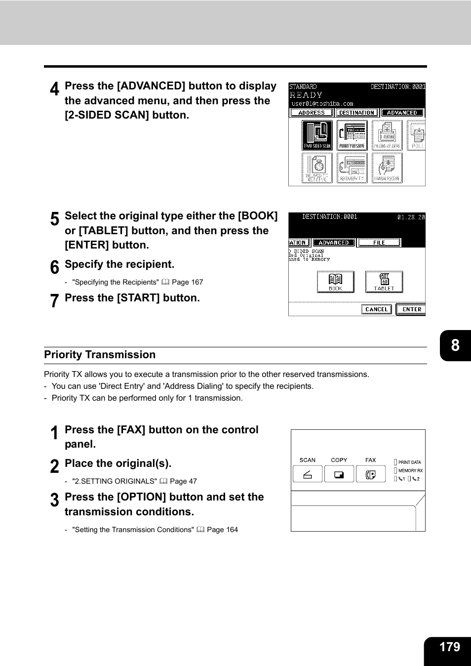 Priority transmission | Toshiba E-STUDIO 3511 User Manual | Page 181 / 318