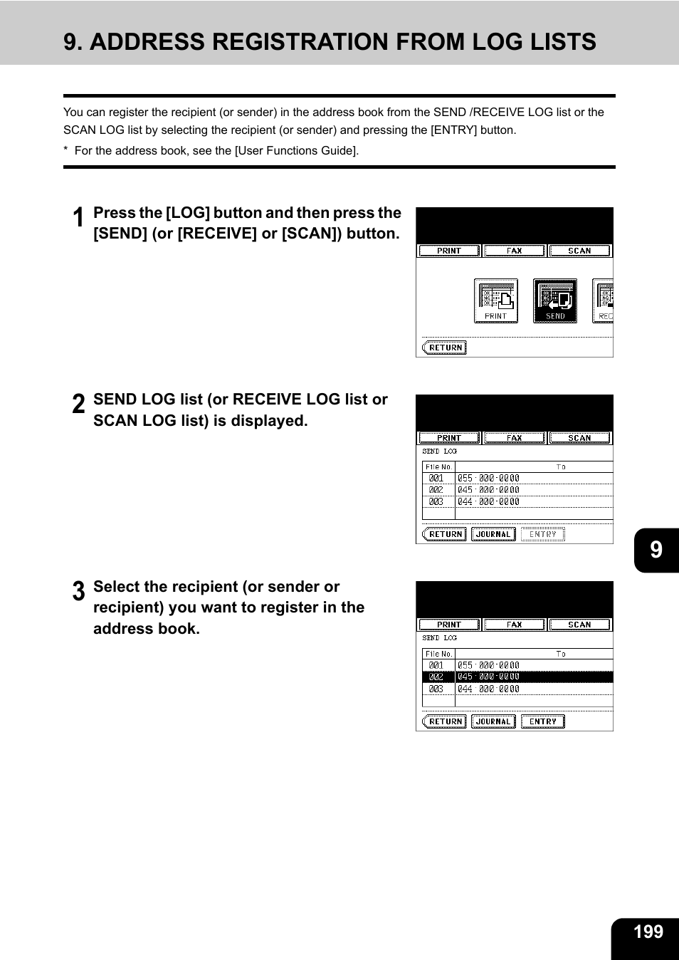 Address registration from log lists | Toshiba E-STUDIO 3511 User Manual | Page 201 / 318