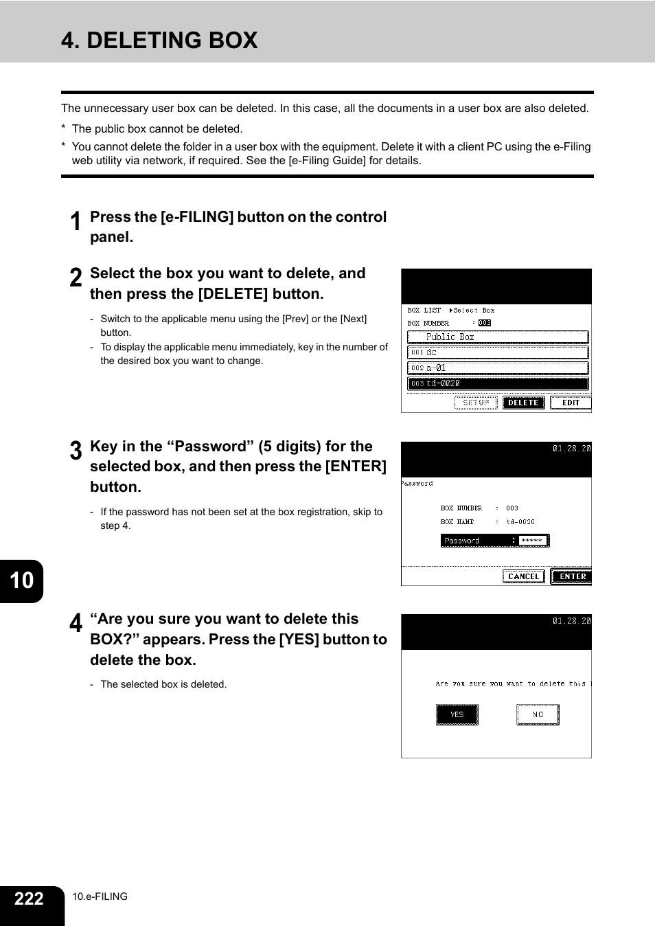 Deleting box, 10 4. deleting box | Toshiba E-STUDIO 3511 User Manual | Page 224 / 318