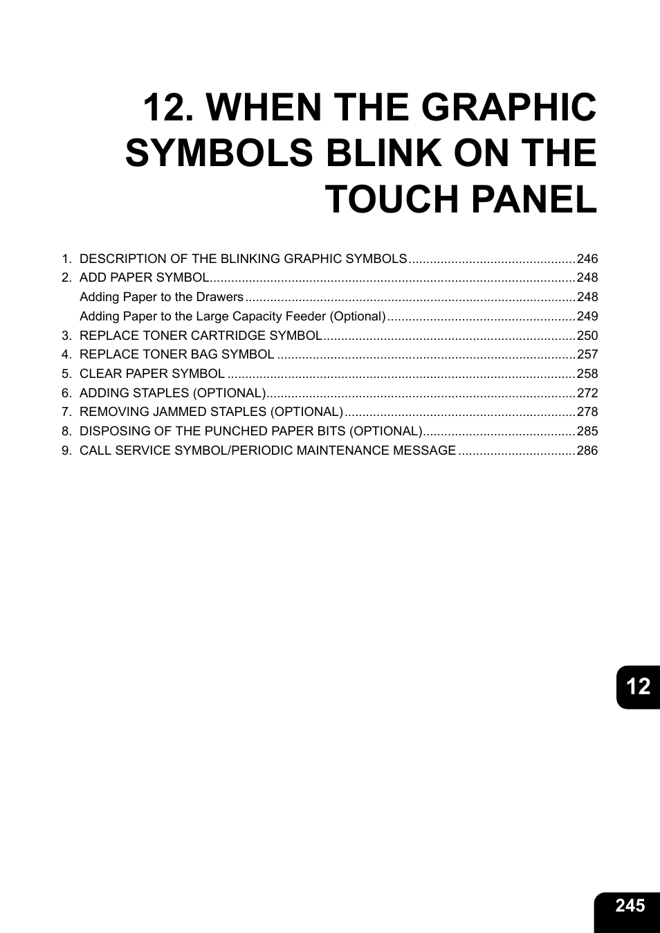 When the graphic symbols blink on the touch panel | Toshiba E-STUDIO 3511 User Manual | Page 247 / 318