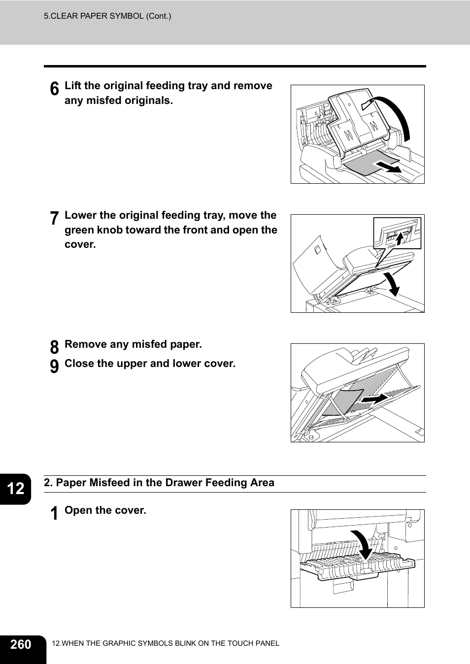 Paper misfeed in the drawer feeding area | Toshiba E-STUDIO 3511 User Manual | Page 262 / 318