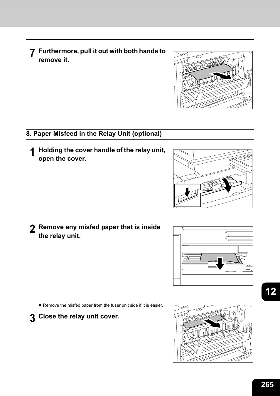 Paper misfeed in the relay unit (optional) | Toshiba E-STUDIO 3511 User Manual | Page 267 / 318