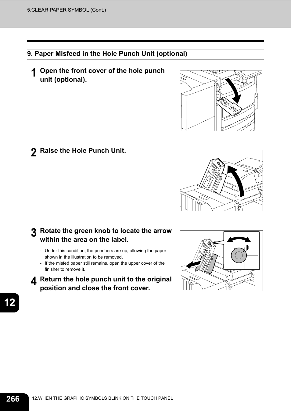 Paper misfeed in the hole punch unit (optional) | Toshiba E-STUDIO 3511 User Manual | Page 268 / 318