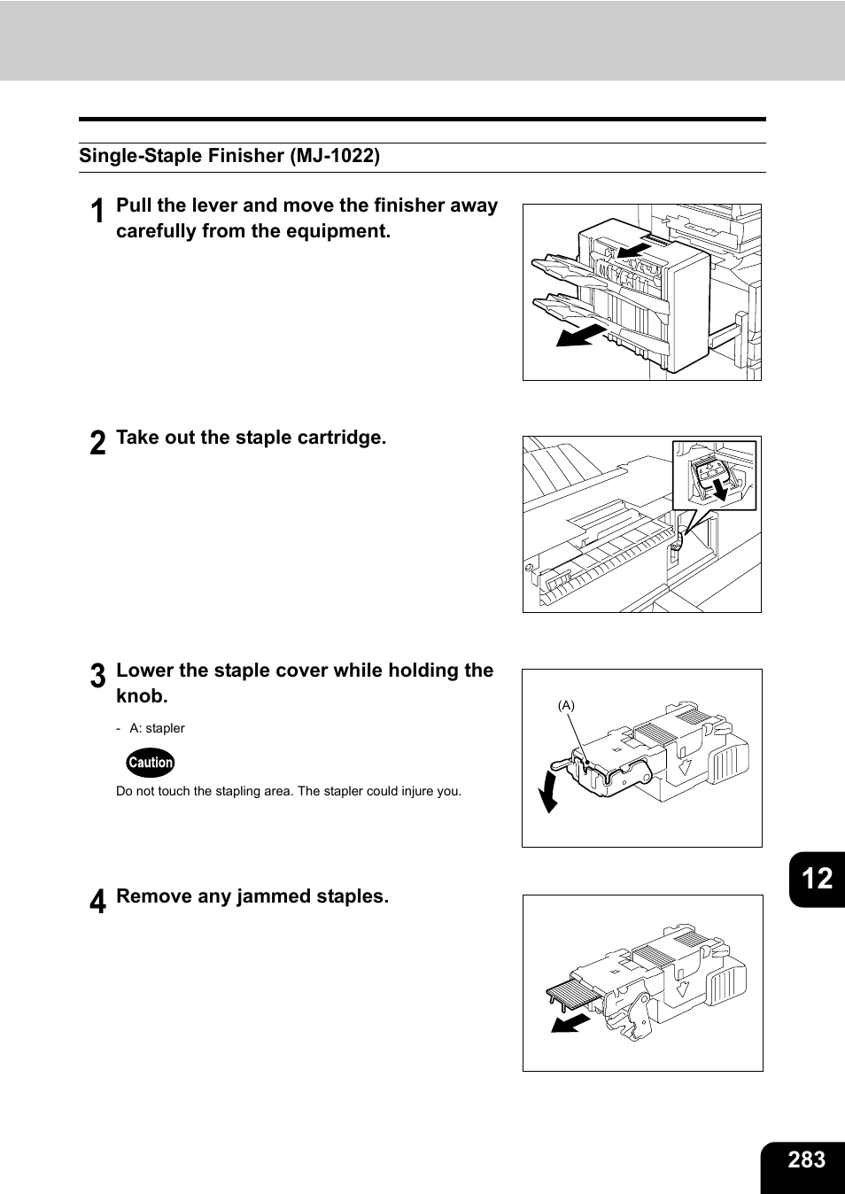 Single-staple finisher (mj-1022) | Toshiba E-STUDIO 3511 User Manual | Page 285 / 318