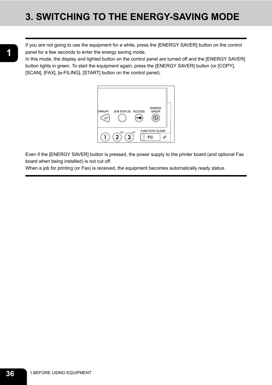 Switching to the energy-saving mode | Toshiba E-STUDIO 3511 User Manual | Page 38 / 318