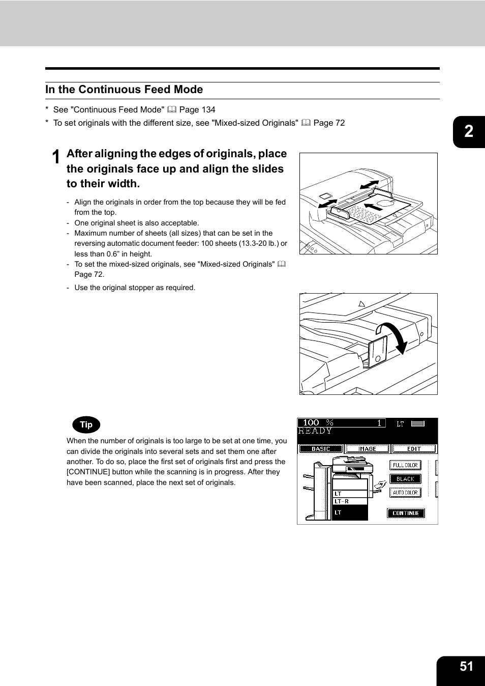 In the continuous feed mode | Toshiba E-STUDIO 3511 User Manual | Page 53 / 318