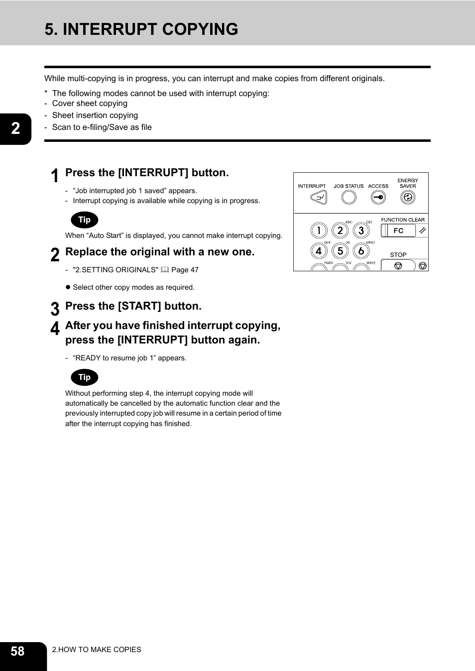 Interrupt copying | Toshiba E-STUDIO 3511 User Manual | Page 60 / 318