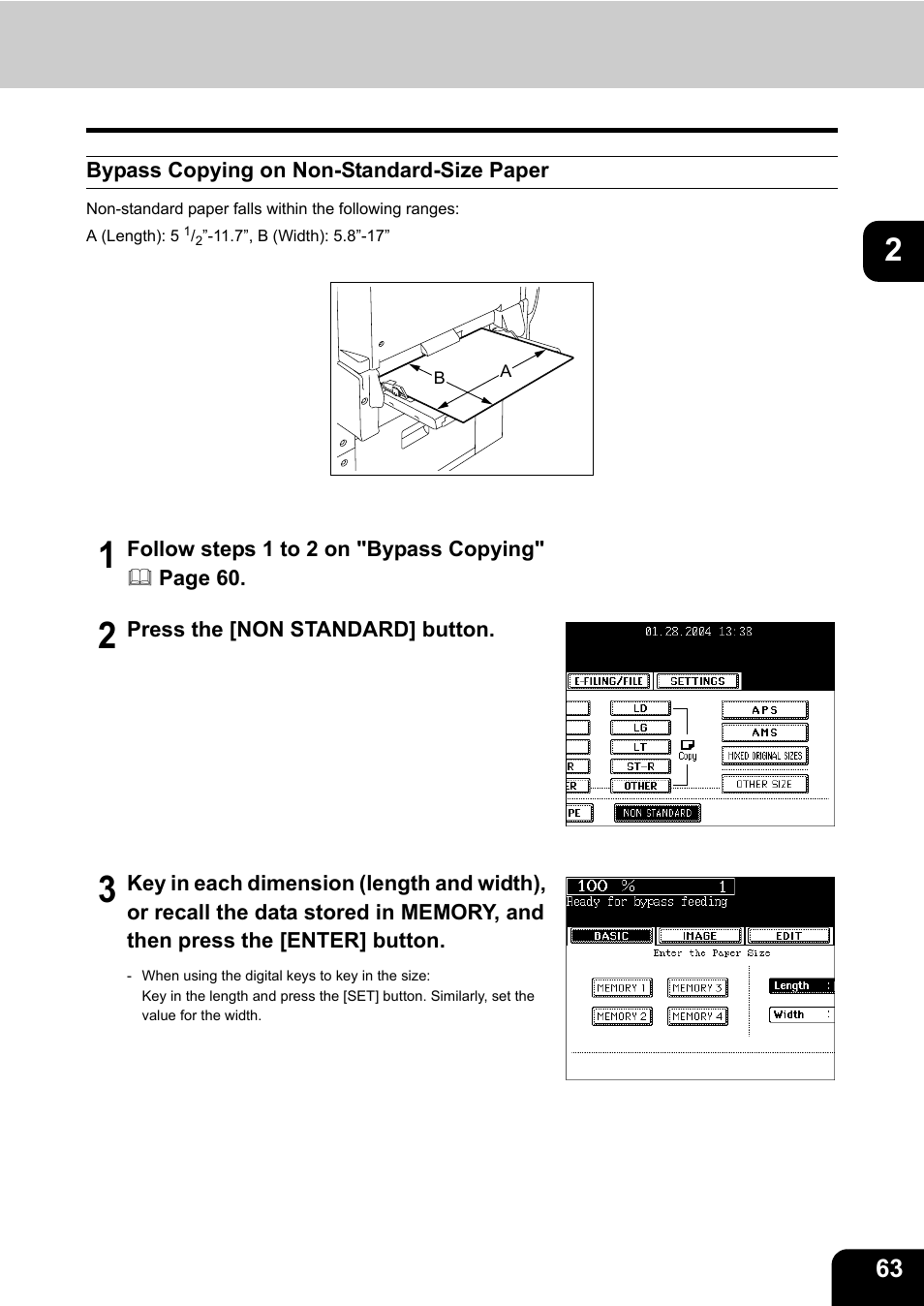 Bypass copying on non-standard-size paper | Toshiba E-STUDIO 3511 User Manual | Page 65 / 318