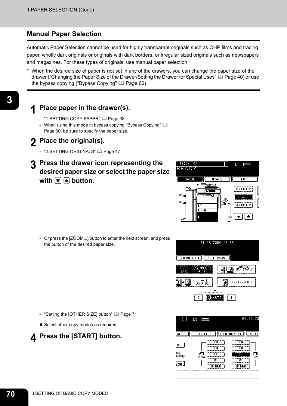 Manual paper selection | Toshiba E-STUDIO 3511 User Manual | Page 72 / 318