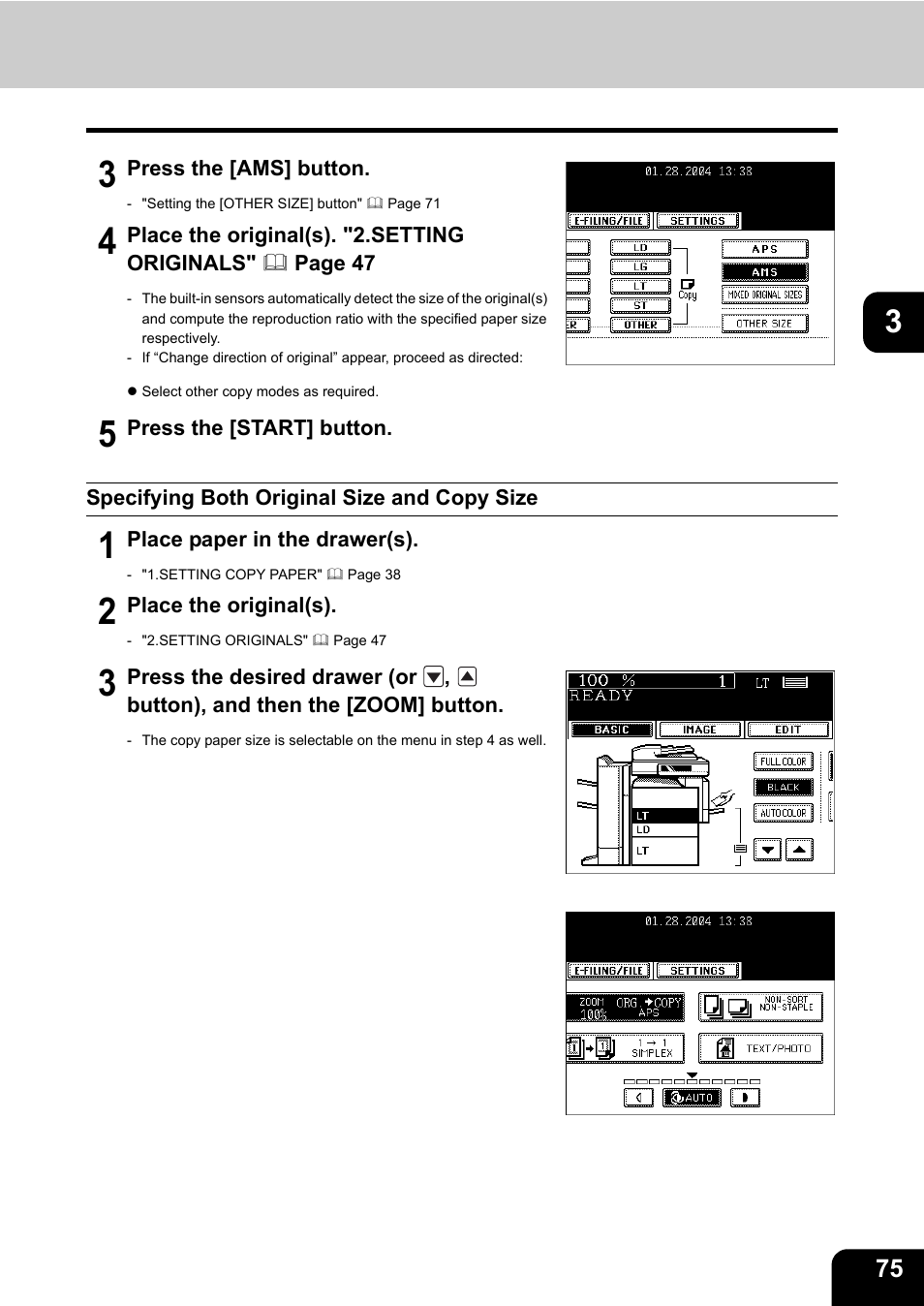 Specifying both original size and copy size | Toshiba E-STUDIO 3511 User Manual | Page 77 / 318