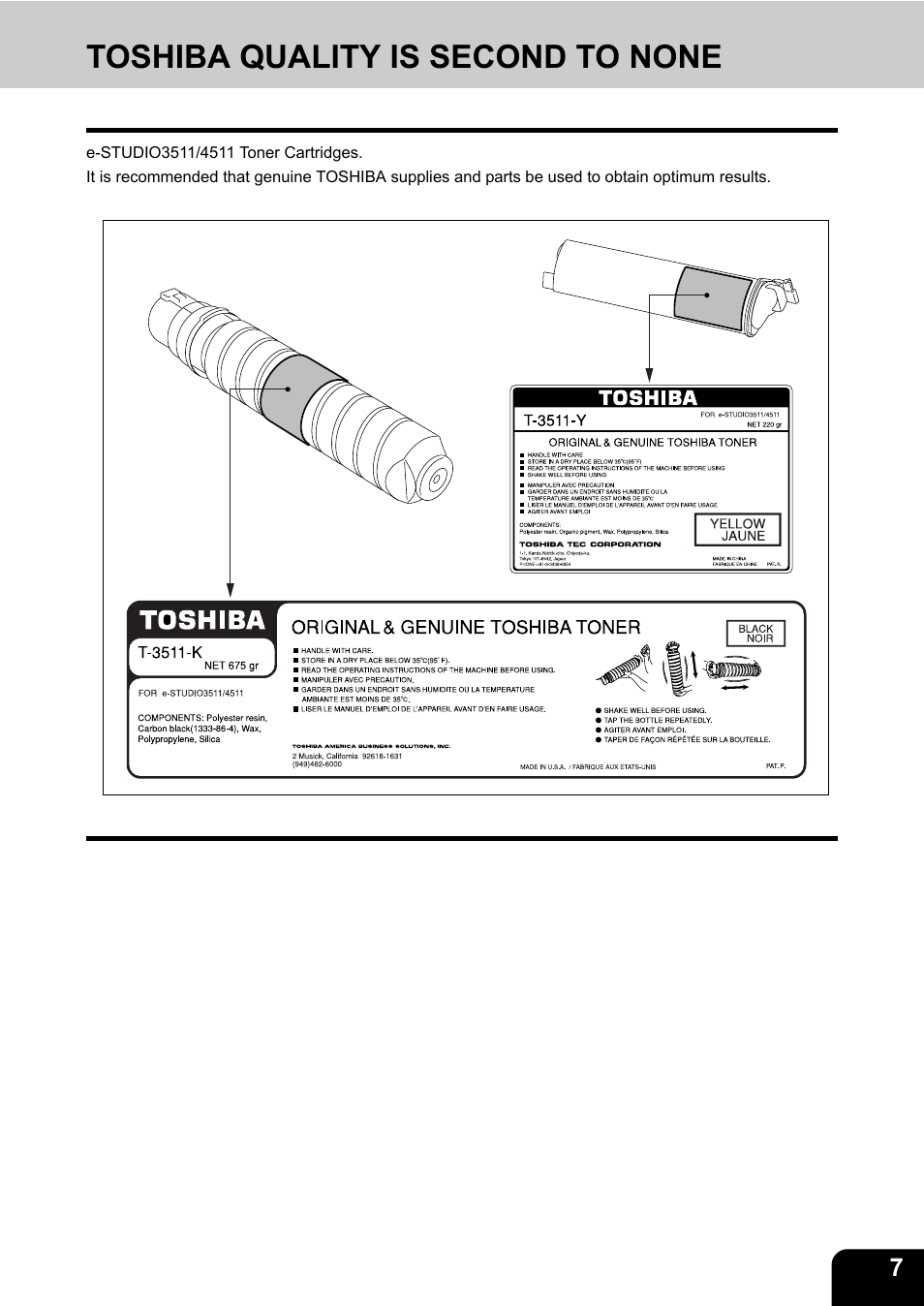 Toshiba quality is second to none | Toshiba E-STUDIO 3511 User Manual | Page 9 / 318