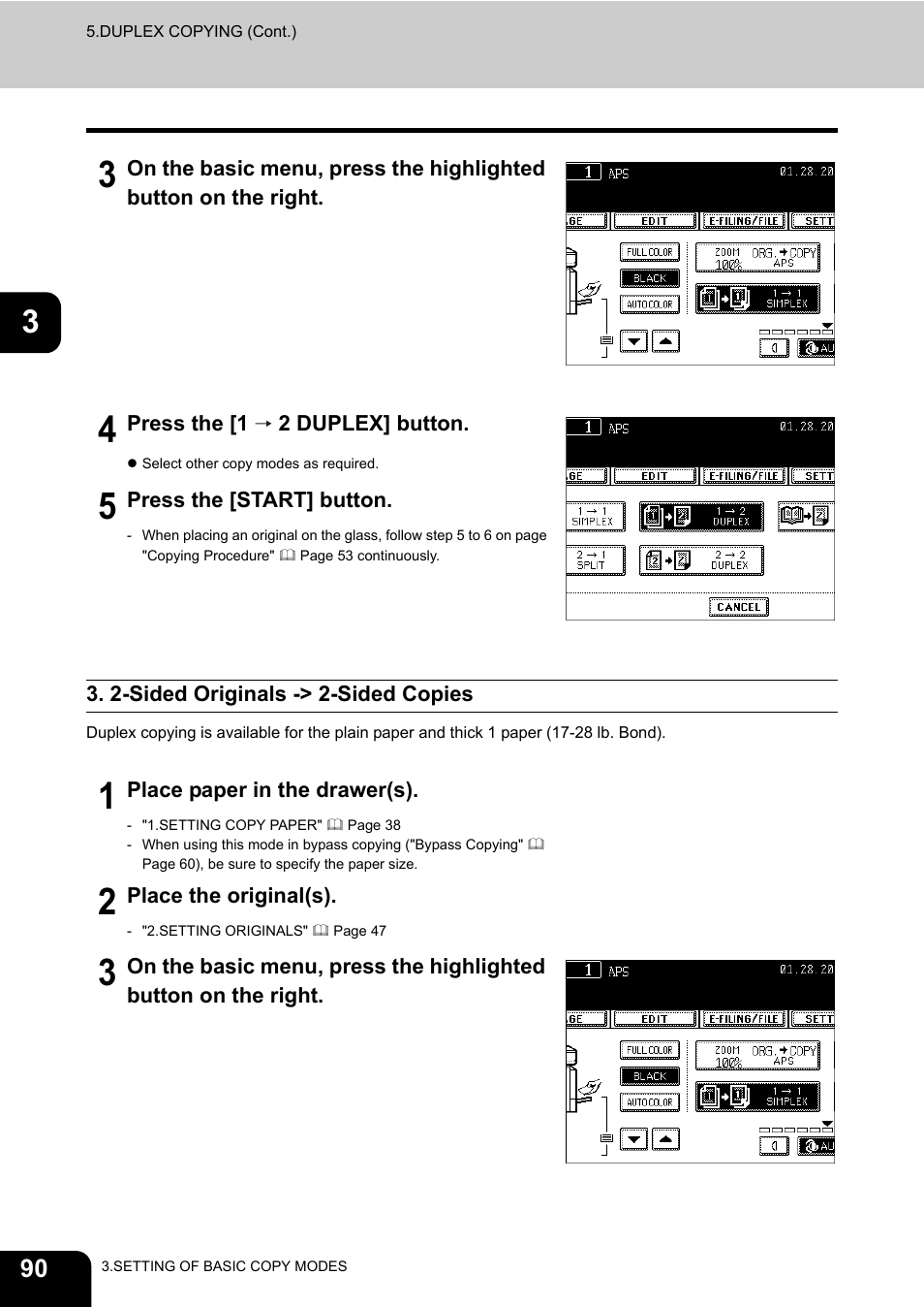 2-sided originals -> 2-sided copies | Toshiba E-STUDIO 3511 User Manual | Page 92 / 318