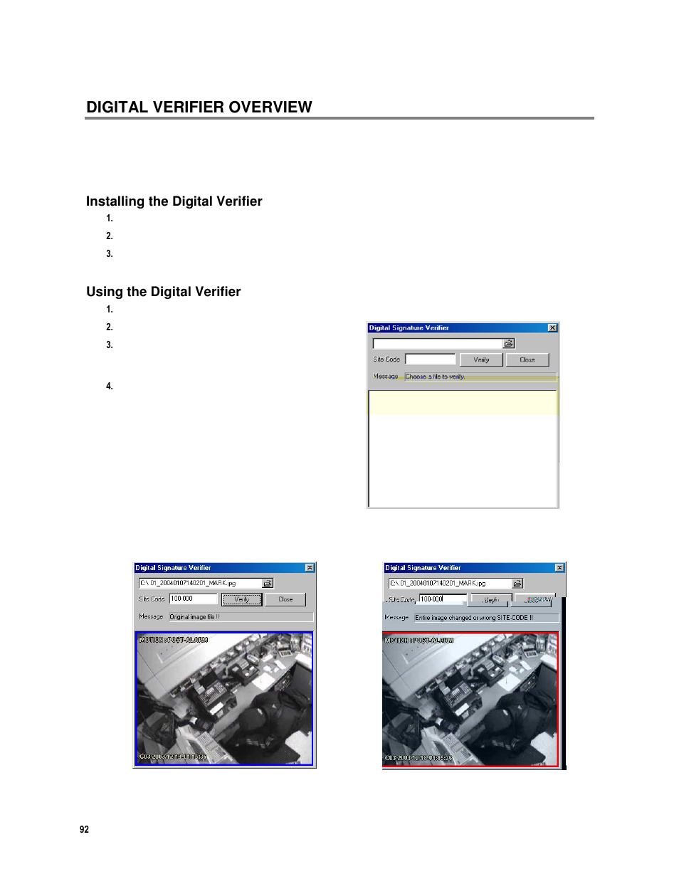 Digital verifier overview, Installing the digital verifier, Using the digital verifier | Toshiba IPR16-X User Manual | Page 108 / 111