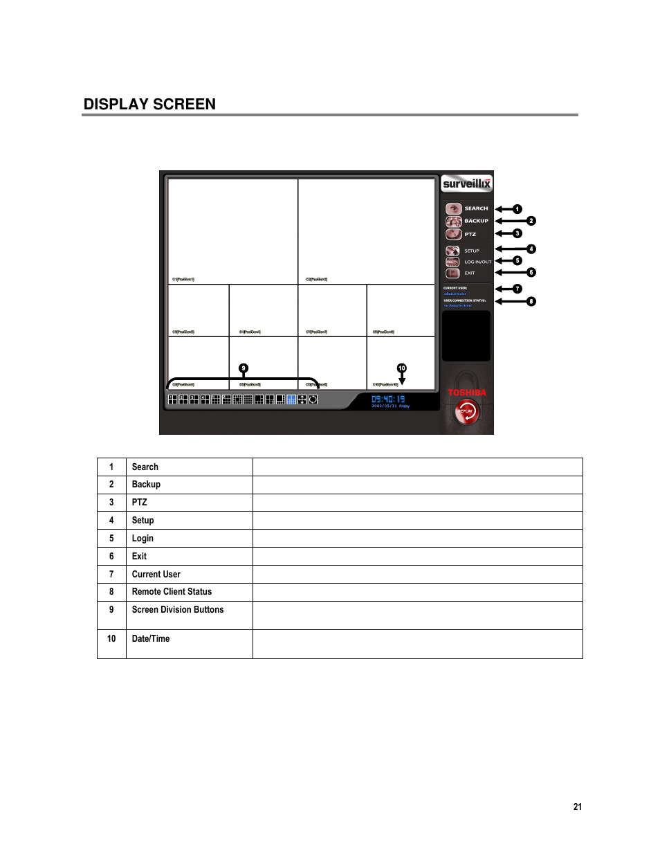 Display screen | Toshiba IPR16-X User Manual | Page 37 / 111