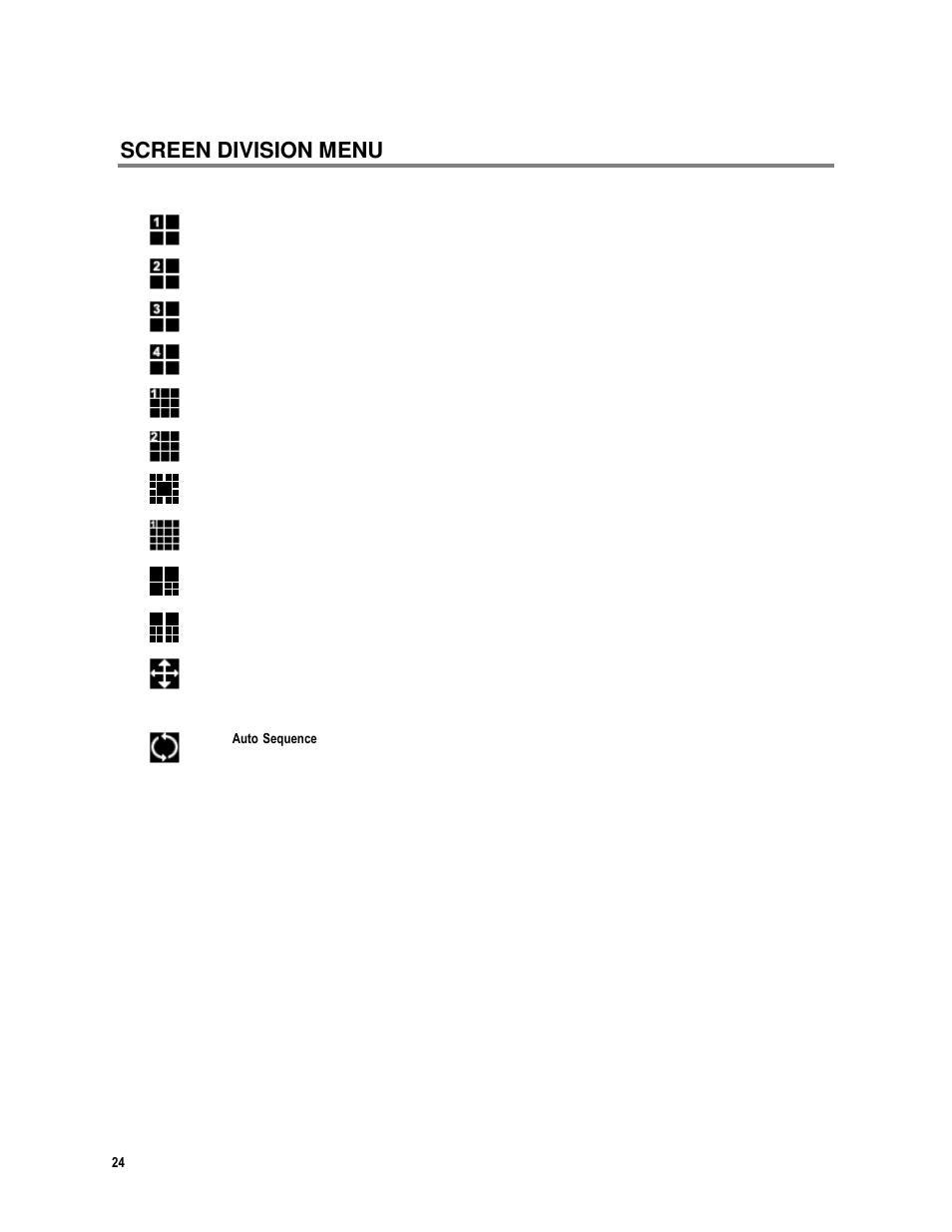 Screen division menu | Toshiba IPR16-X User Manual | Page 40 / 111