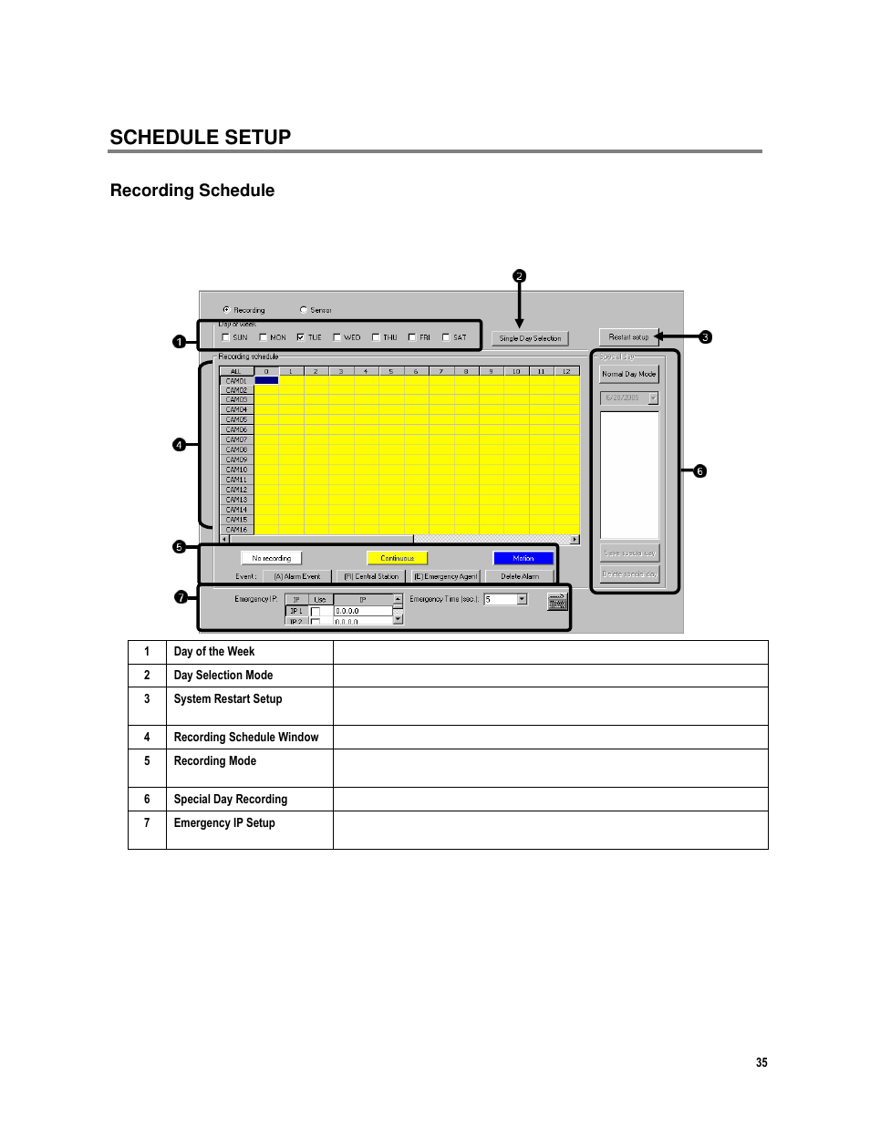 Schedule setup, Recording schedule | Toshiba IPR16-X User Manual | Page 51 / 111