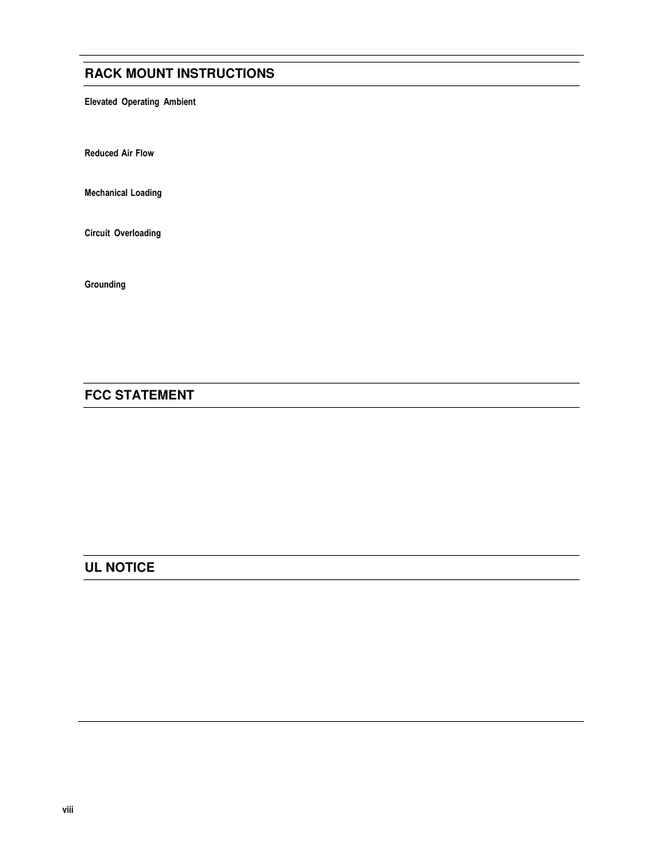 Rack mount instructions, Fcc statement, Ul notice | Toshiba IPR16-X User Manual | Page 8 / 111