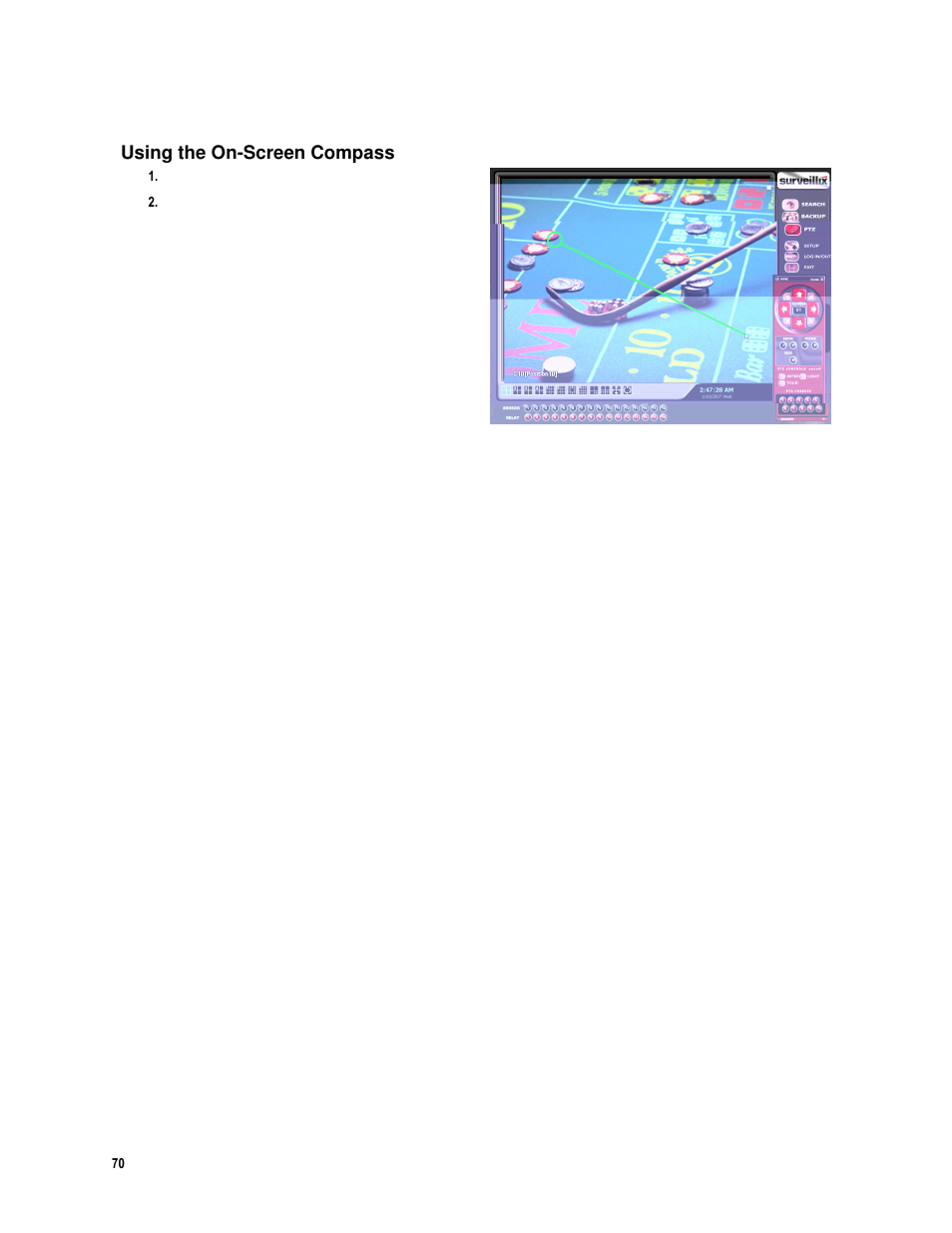 Using the on-screen compass | Toshiba IPR16-X User Manual | Page 86 / 111