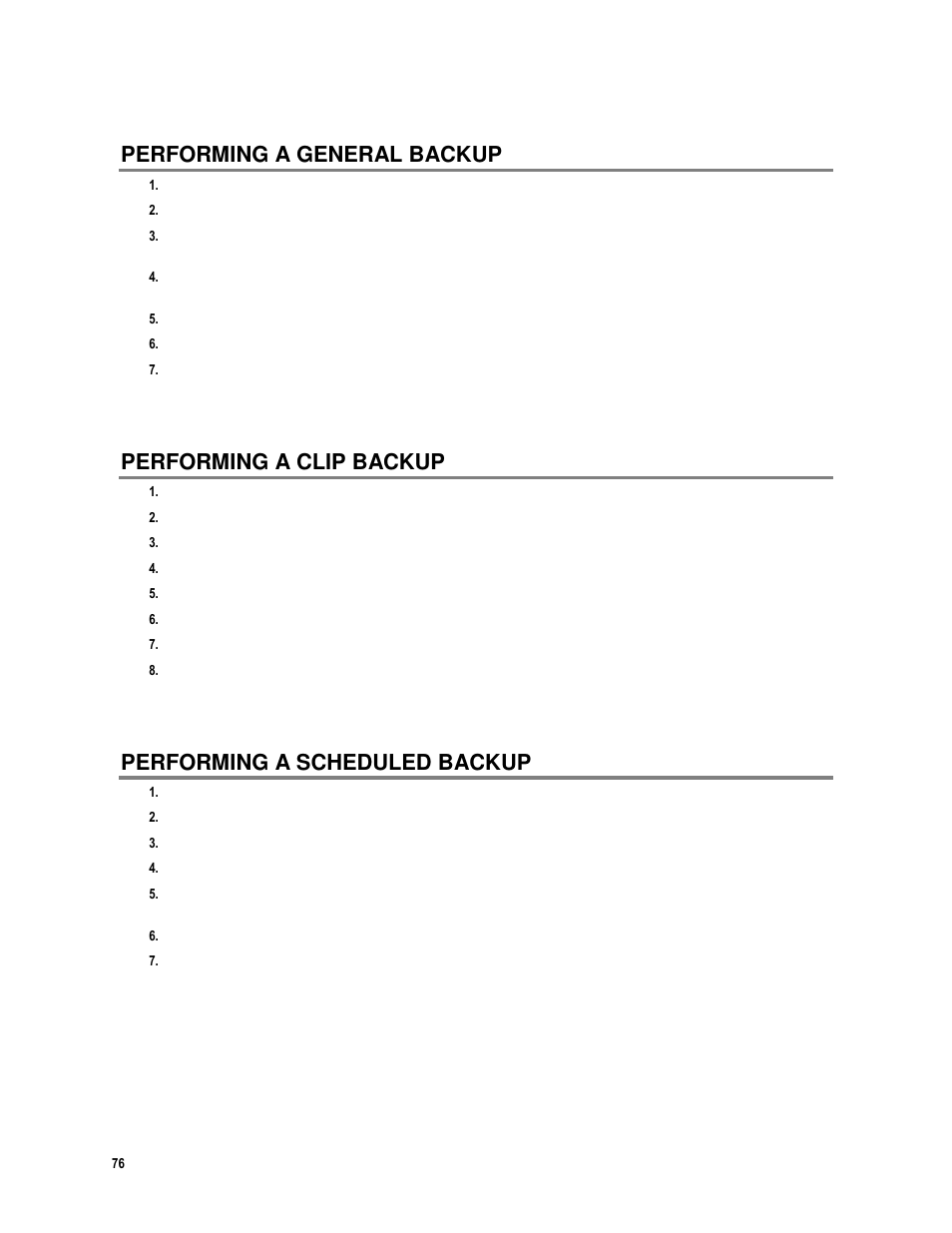 Performing a general backup, Performing a clip backup, Performing a scheduled backup | Toshiba IPR16-X User Manual | Page 92 / 111