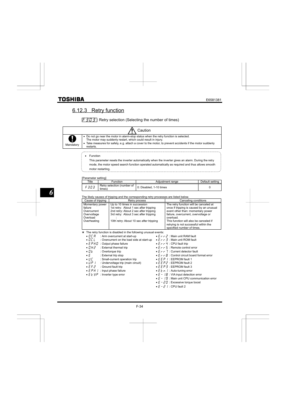 3 retry function | Toshiba VF-FS1 User Manual | Page 130 / 252