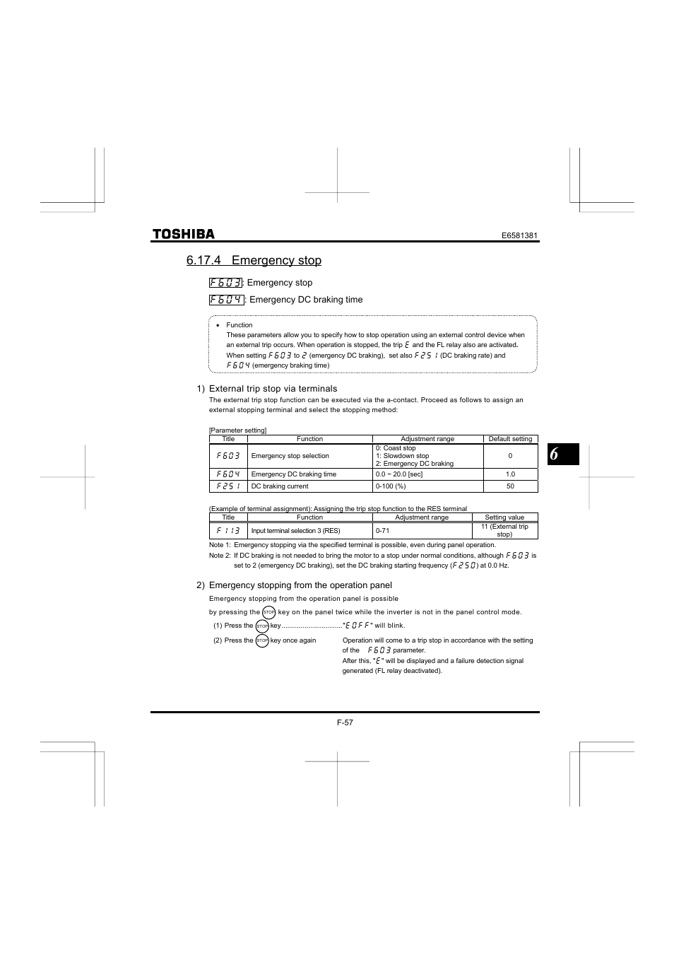 4 emergency stop | Toshiba VF-FS1 User Manual | Page 153 / 252