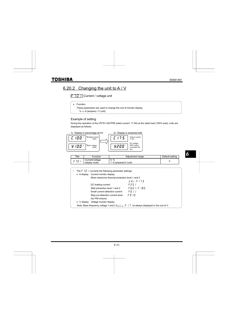 2 changing the unit to a / v | Toshiba VF-FS1 User Manual | Page 167 / 252