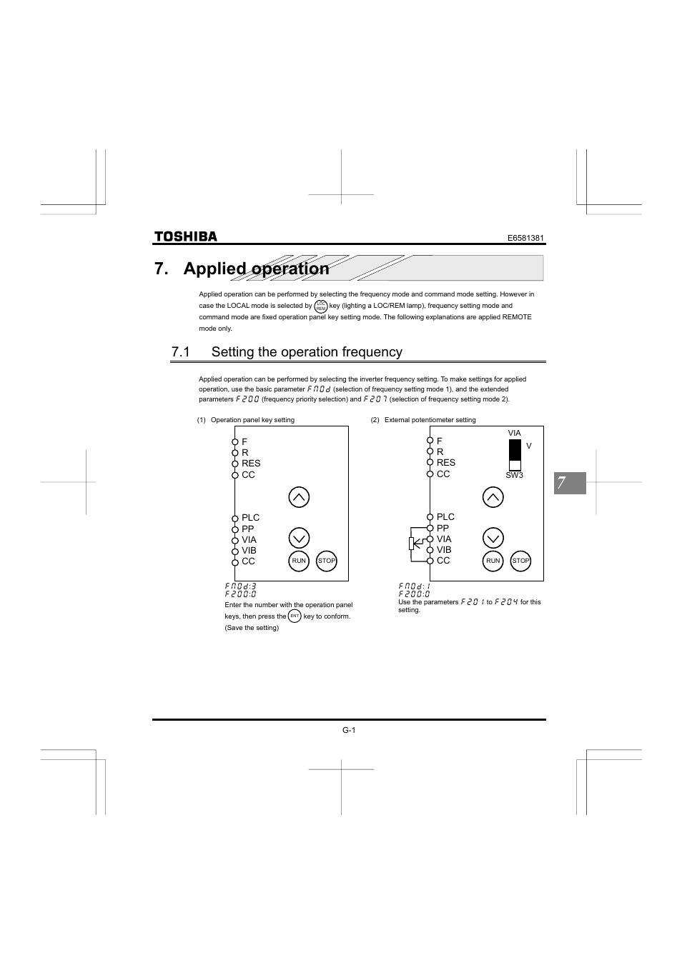 Applied operation, 1 setting the operation frequency | Toshiba VF-FS1 User Manual | Page 181 / 252