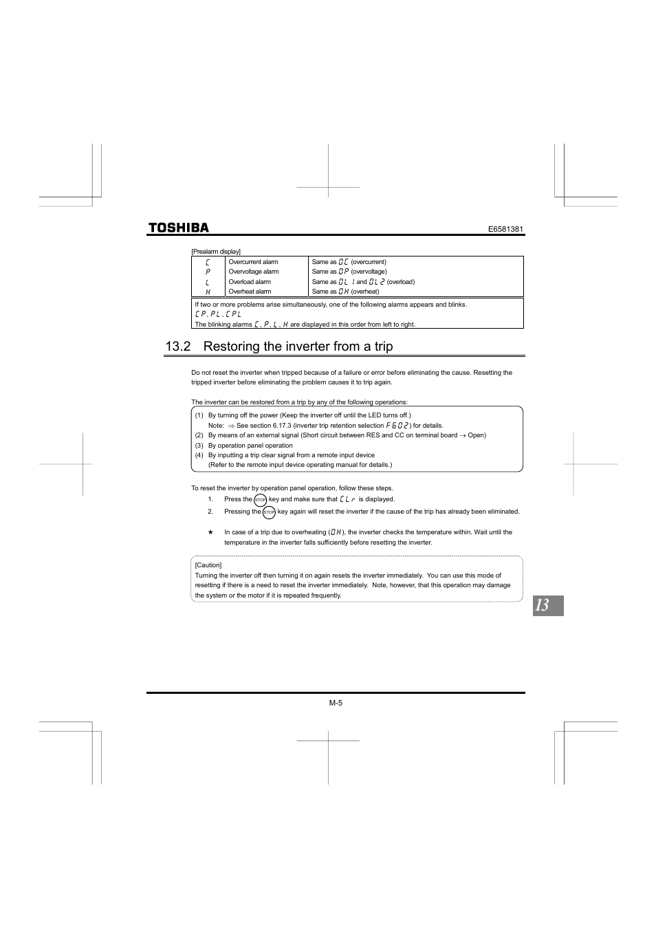 2 restoring the inverter from a trip | Toshiba VF-FS1 User Manual | Page 239 / 252