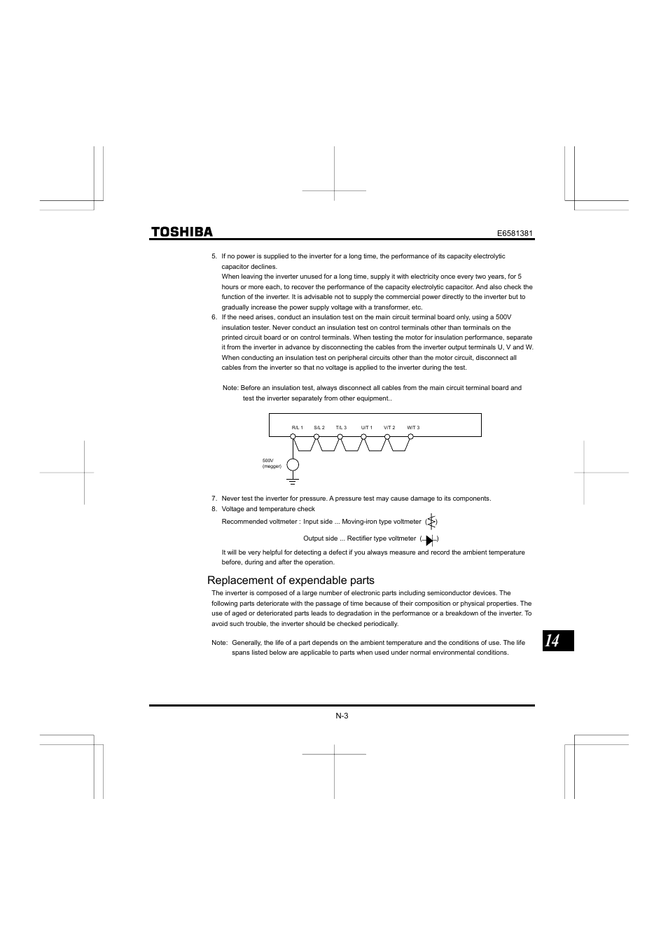 Replacement of expendable parts | Toshiba VF-FS1 User Manual | Page 245 / 252