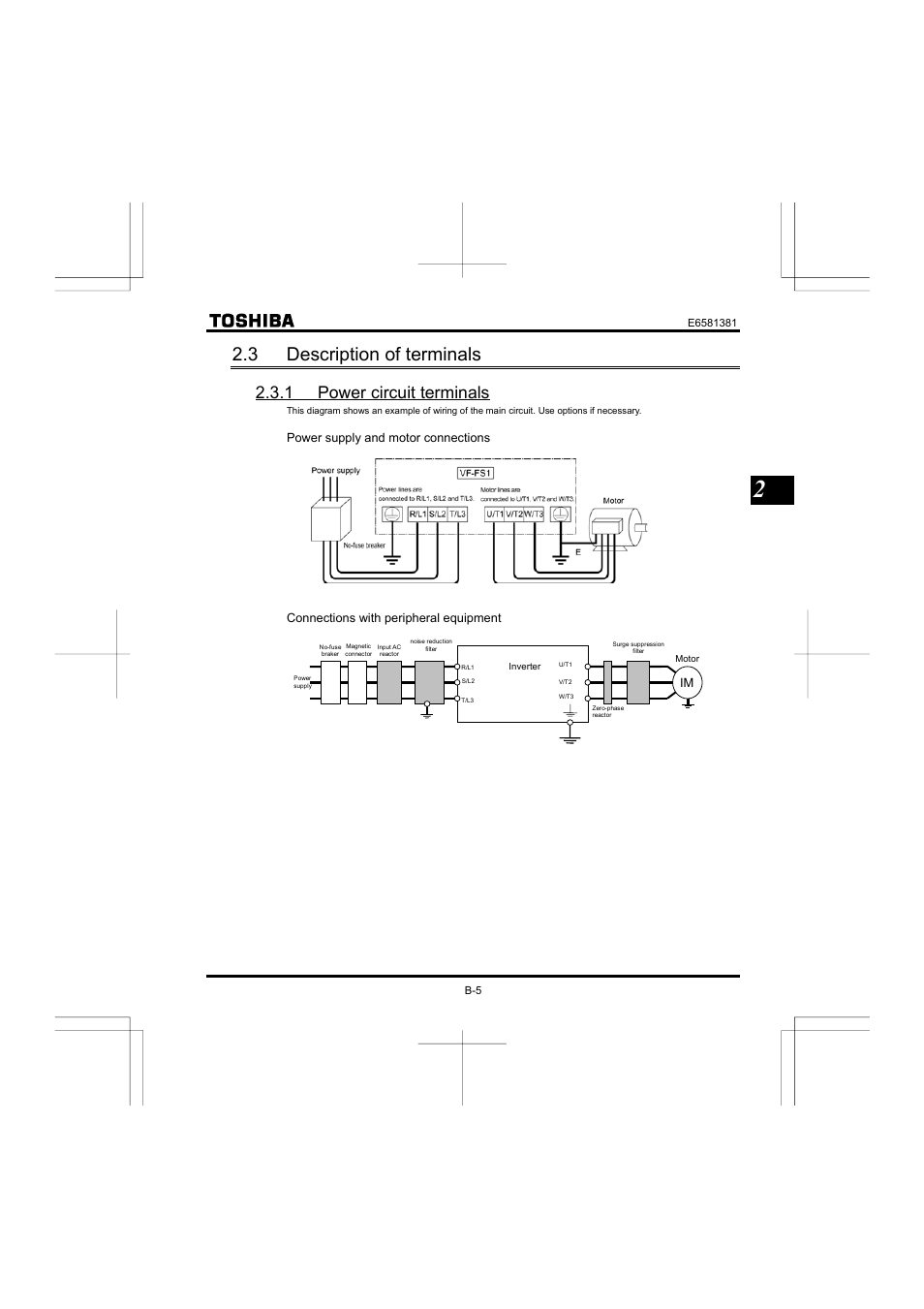 3 description of terminals, 1 power circuit terminals | Toshiba VF-FS1 User Manual | Page 41 / 252