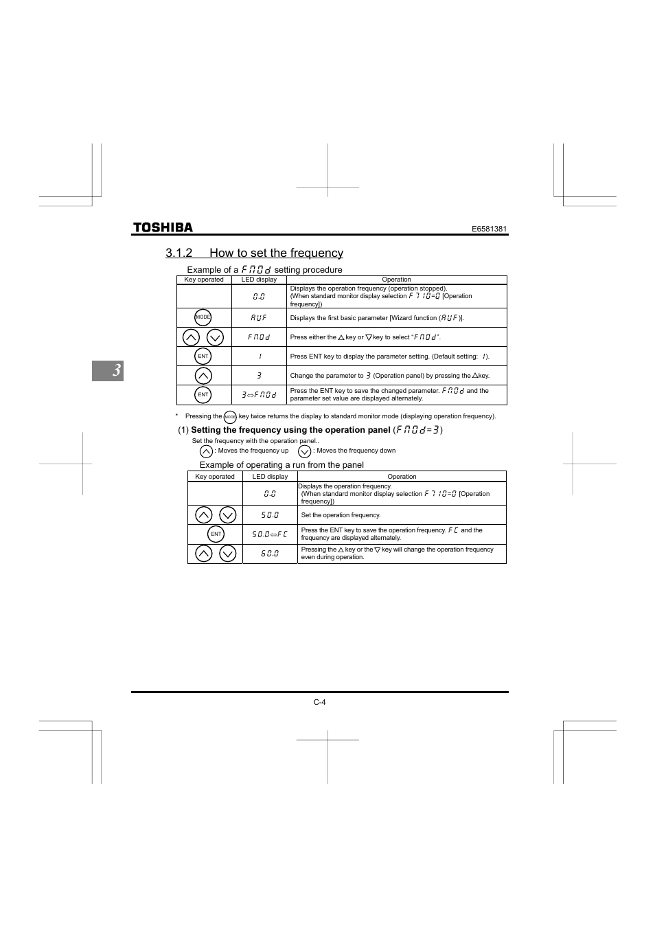 2 how to set the frequency | Toshiba VF-FS1 User Manual | Page 50 / 252