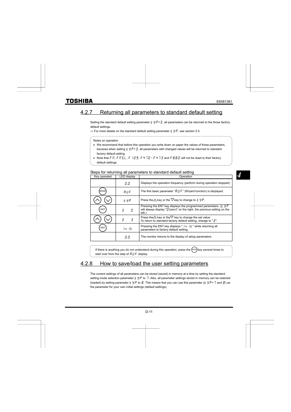 8 how to save/load the user setting parameters | Toshiba VF-FS1 User Manual | Page 65 / 252